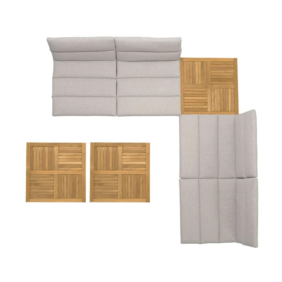 Arno Outdoor 7 Piece Teak Wood Seating Set in Beige Olefin By Armen Living - Image 4
