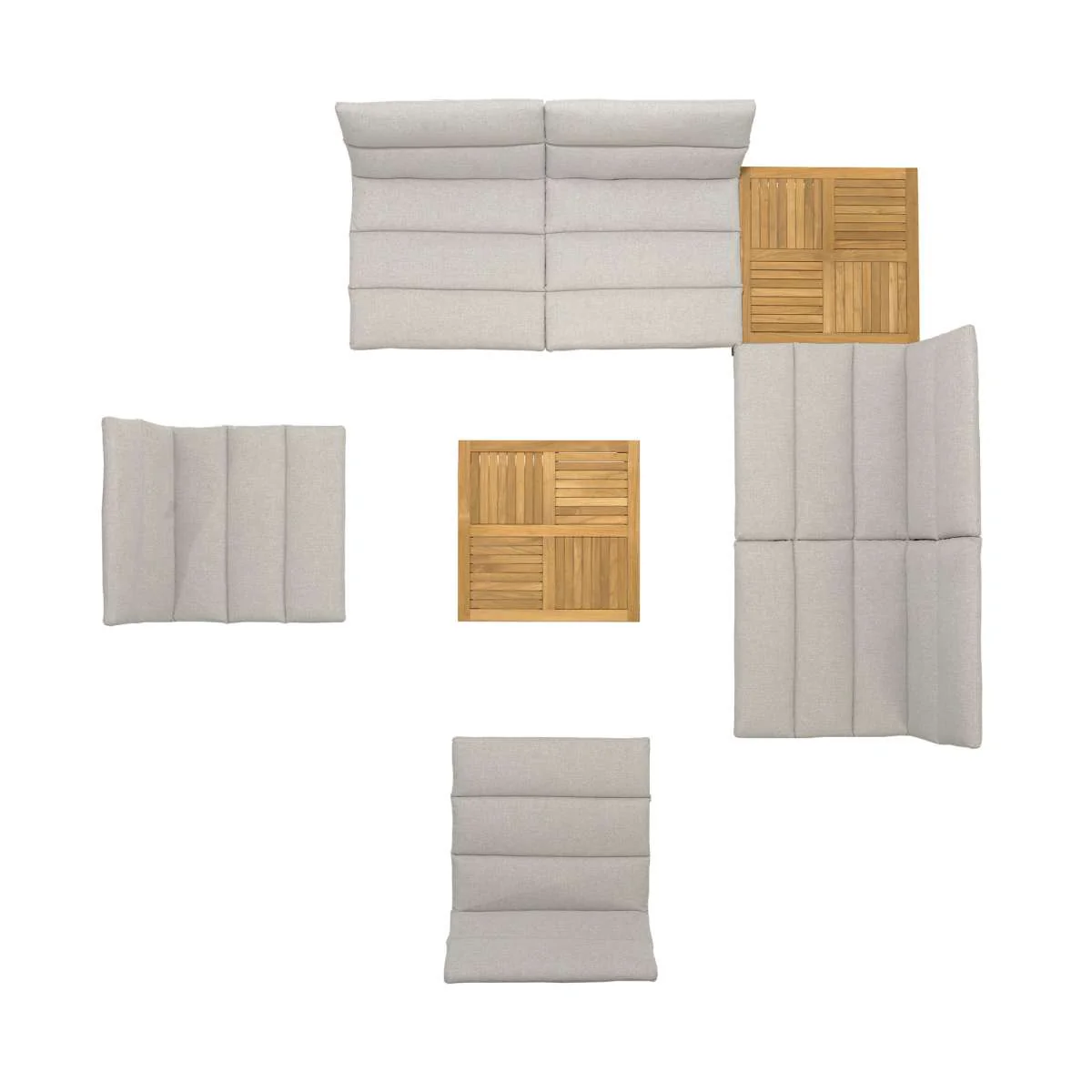 Arno Outdoor 8 Piece Teak Wood Seating Set in Beige Olefin By Armen Living - Image 3