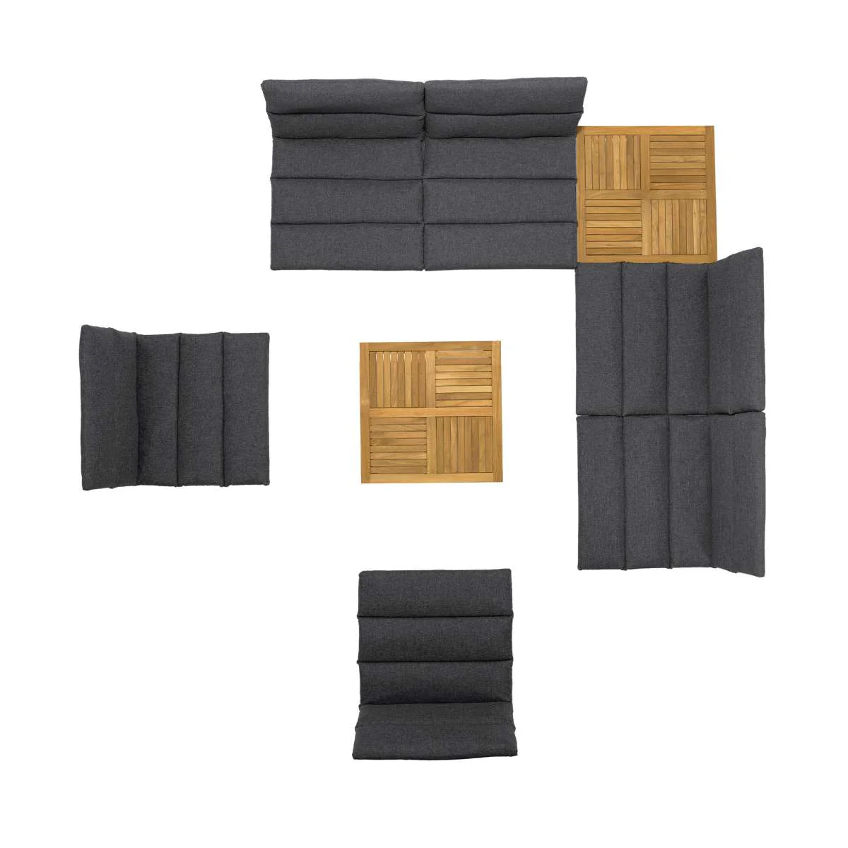 Arno Outdoor 8 Piece Teak Wood Seating Set in Charcoal Olefin By Armen Living - Image 5