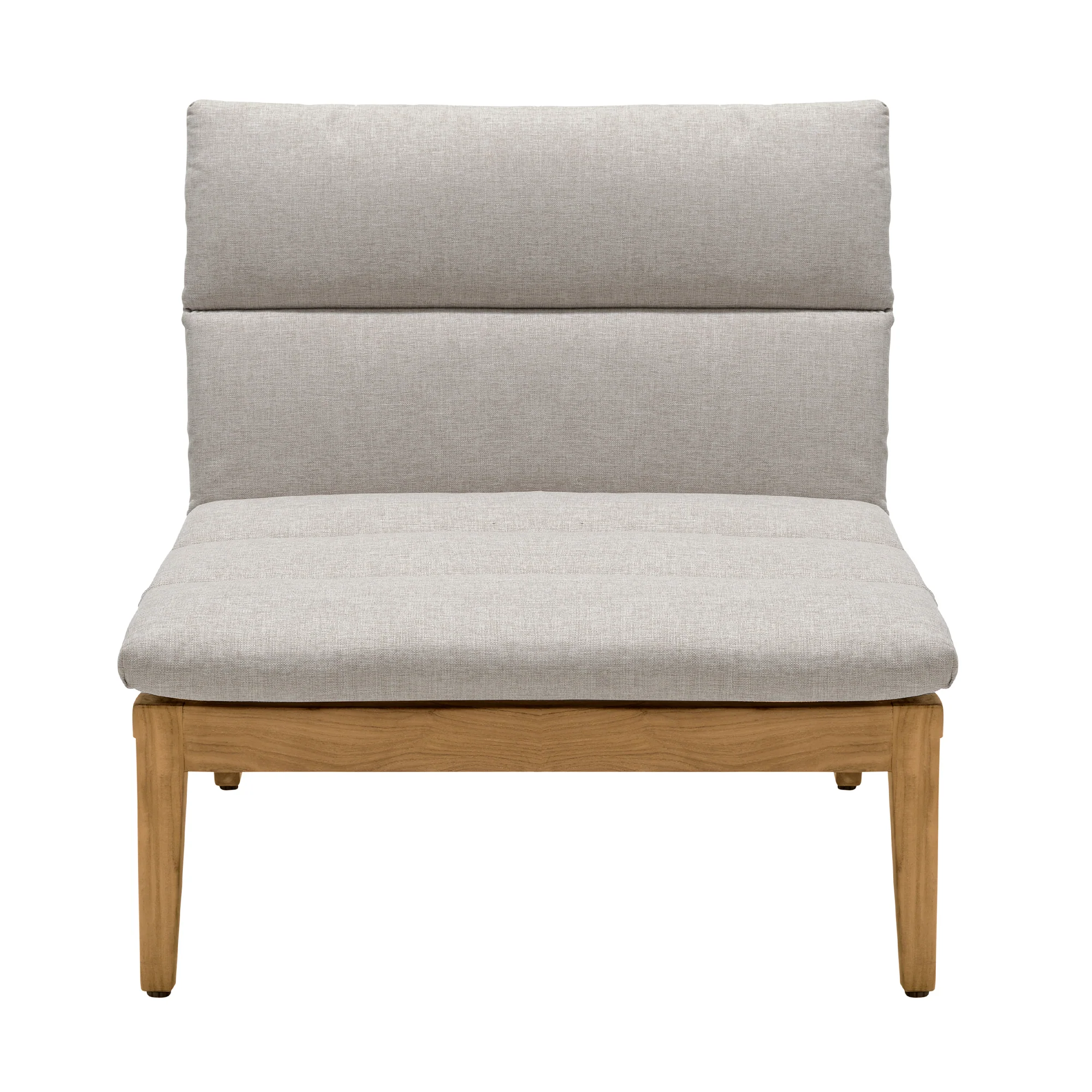 Arno Outdoor Modular Teak Wood Lounge Chair with Beige Olefin - Set of 2 By Armen Living - Image 4