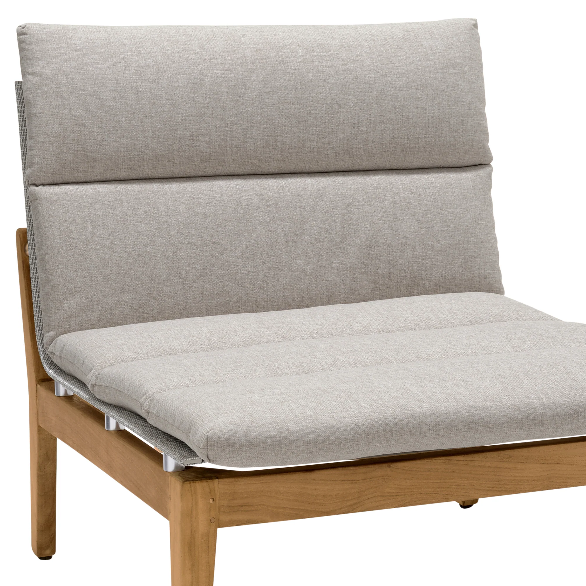Arno Outdoor Modular Teak Wood Lounge Chair with Beige Olefin - Set of 2 By Armen Living - Image 6