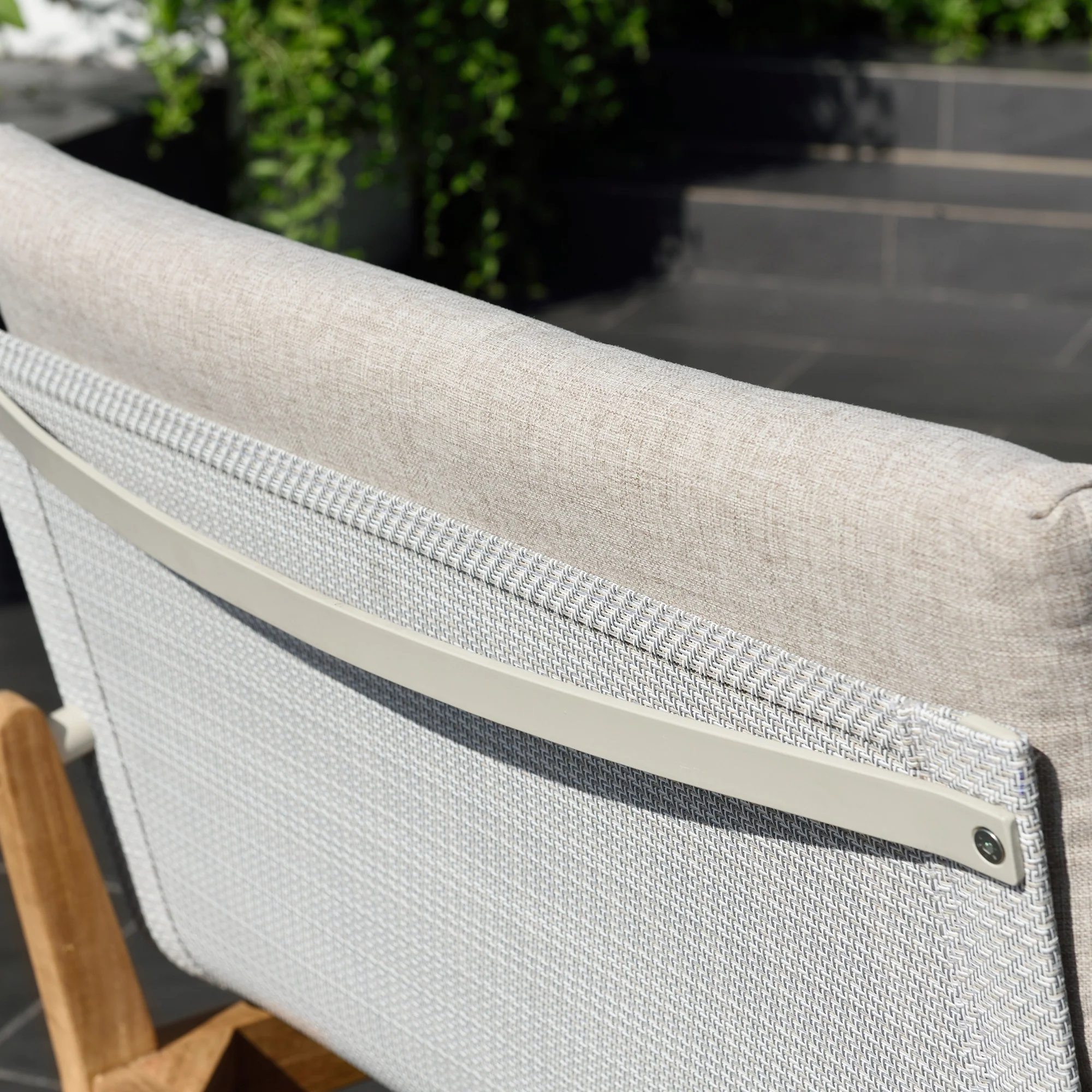 Arno Outdoor Modular Teak Wood Lounge Chair with Beige Olefin - Set of 2 By Armen Living - Image 8