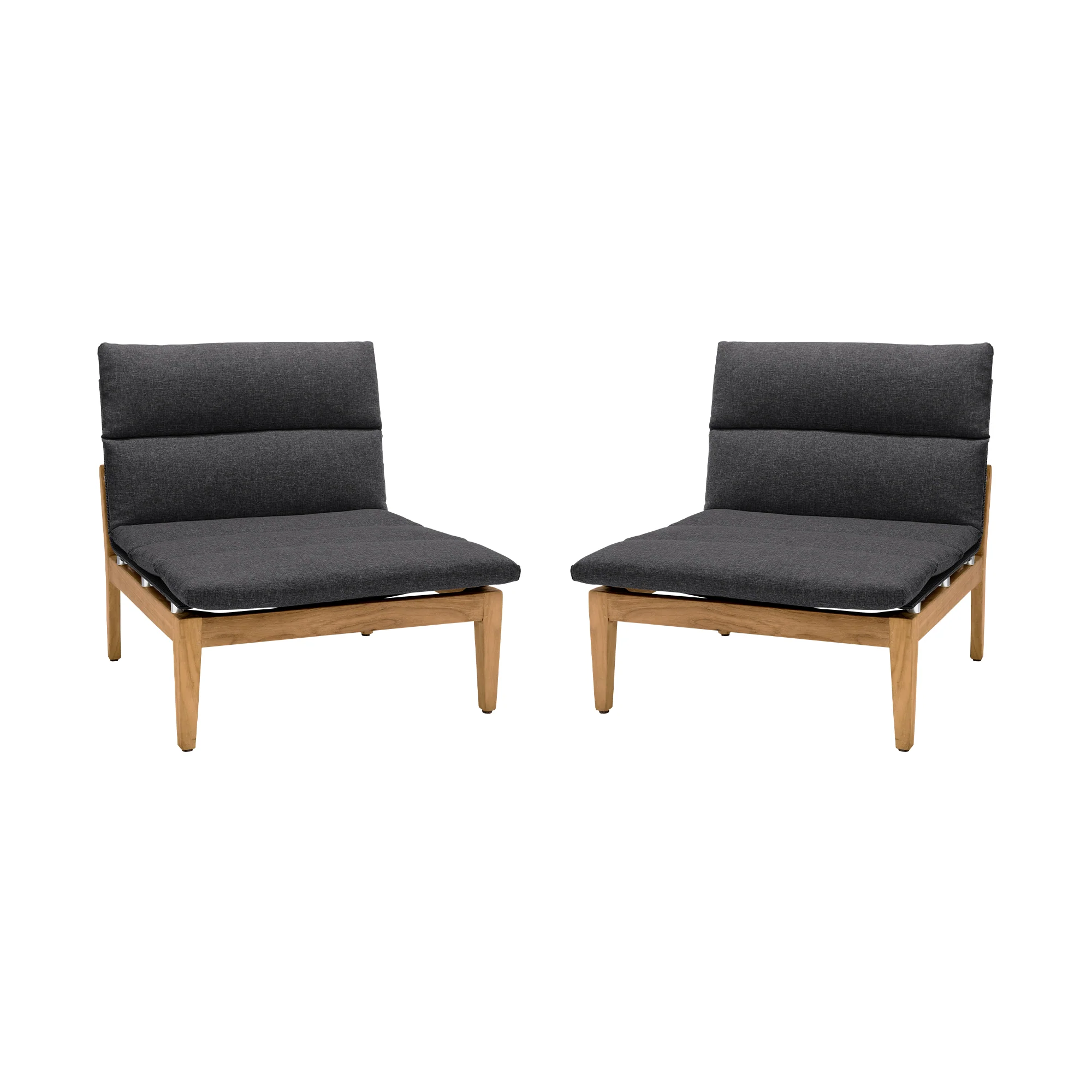 Arno Outdoor Modular Teak Wood Lounge Chair with Charcoal Olefin - Set of 2 By Armen Living - Image 2