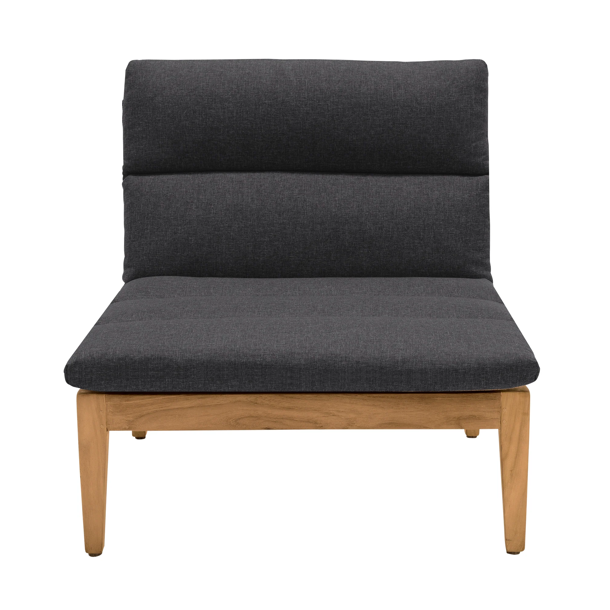 Arno Outdoor Modular Teak Wood Lounge Chair with Charcoal Olefin - Set of 2 By Armen Living - Image 4