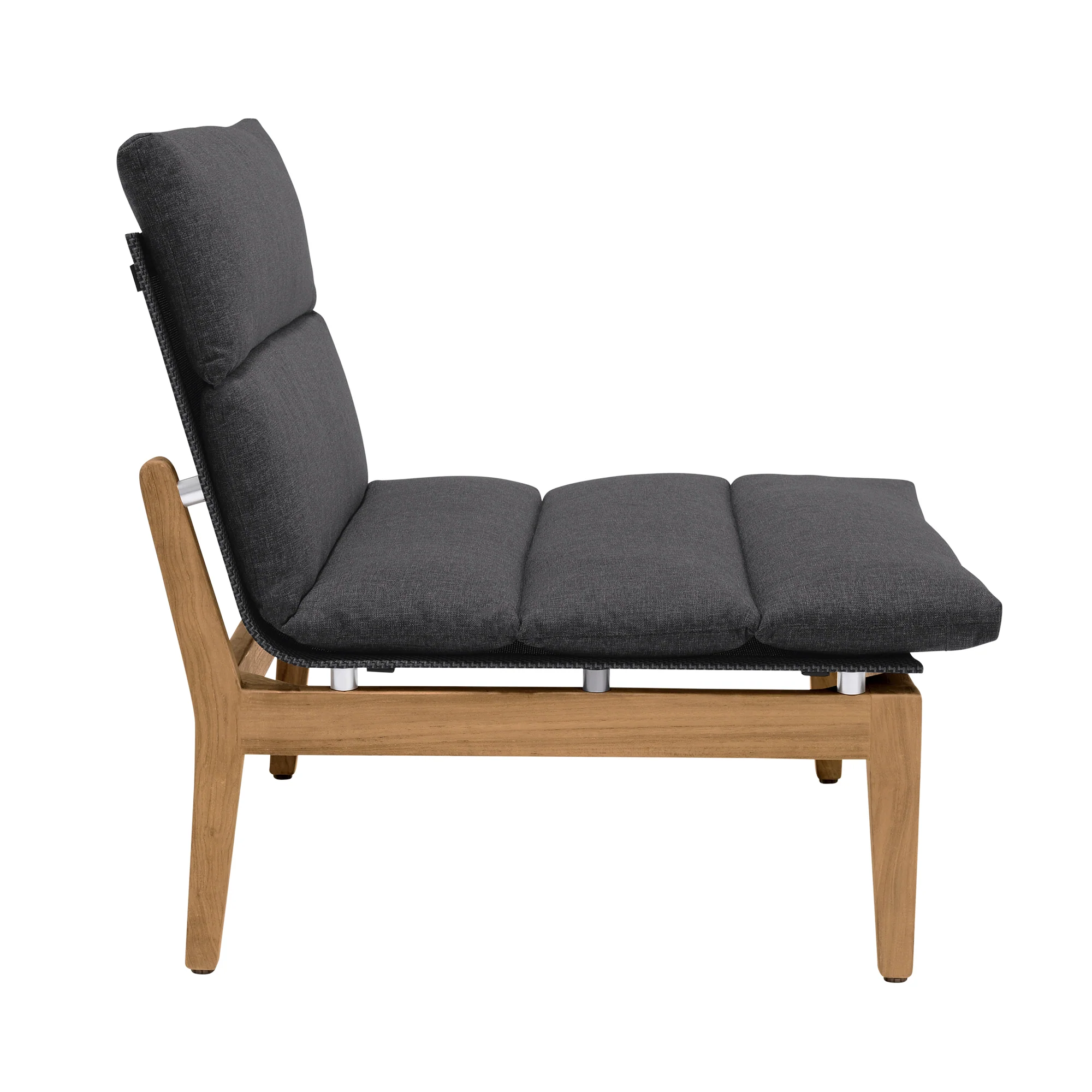 Arno Outdoor Modular Teak Wood Lounge Chair with Charcoal Olefin - Set of 2 By Armen Living - Image 5
