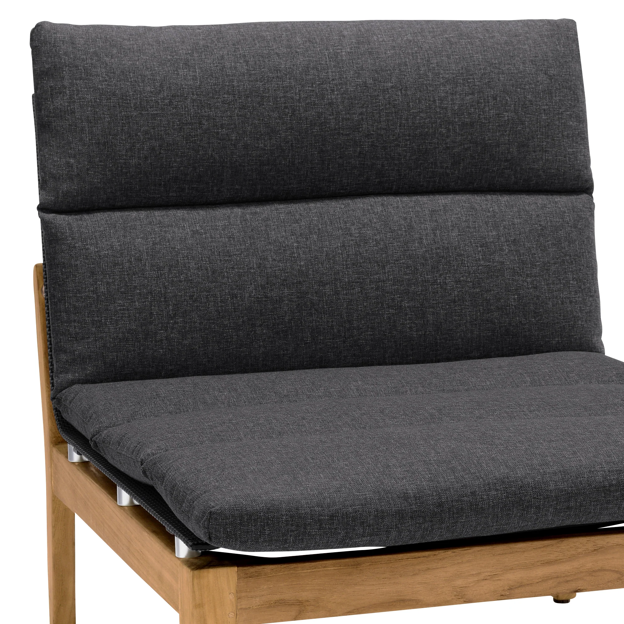 Arno Outdoor Modular Teak Wood Lounge Chair with Charcoal Olefin - Set of 2 By Armen Living - Image 6