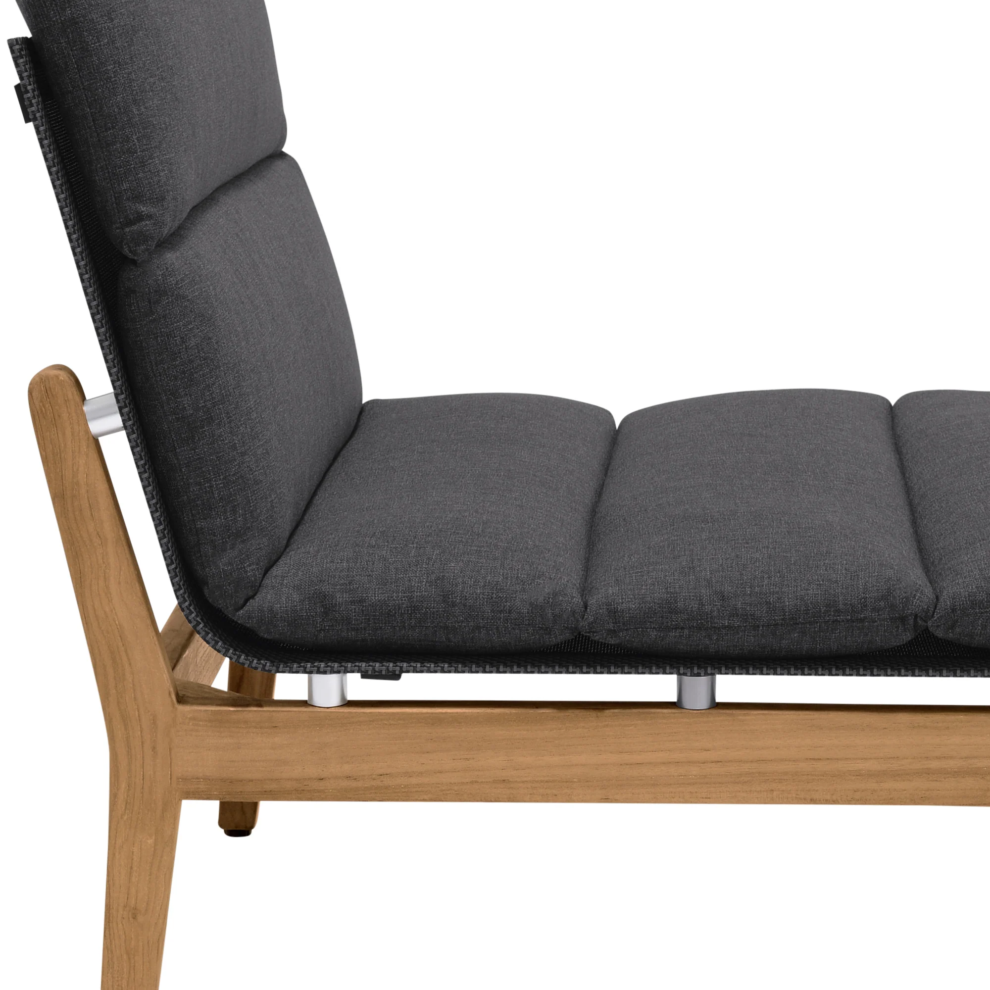 Arno Outdoor Modular Teak Wood Lounge Chair with Charcoal Olefin - Set of 2 By Armen Living - Image 7