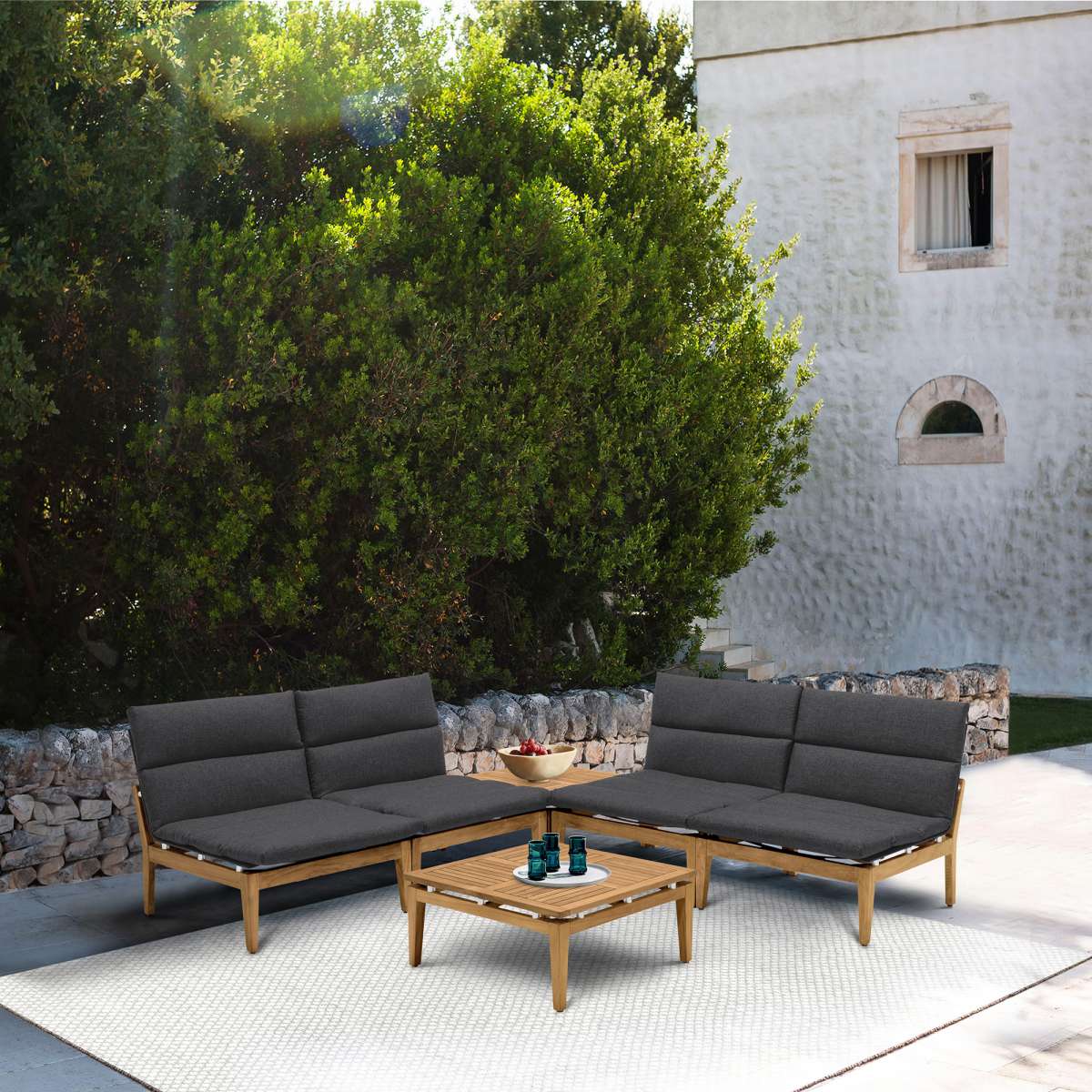 Arno Outdoor Square Teak Wood Coffee Table By Armen Living - Image 3