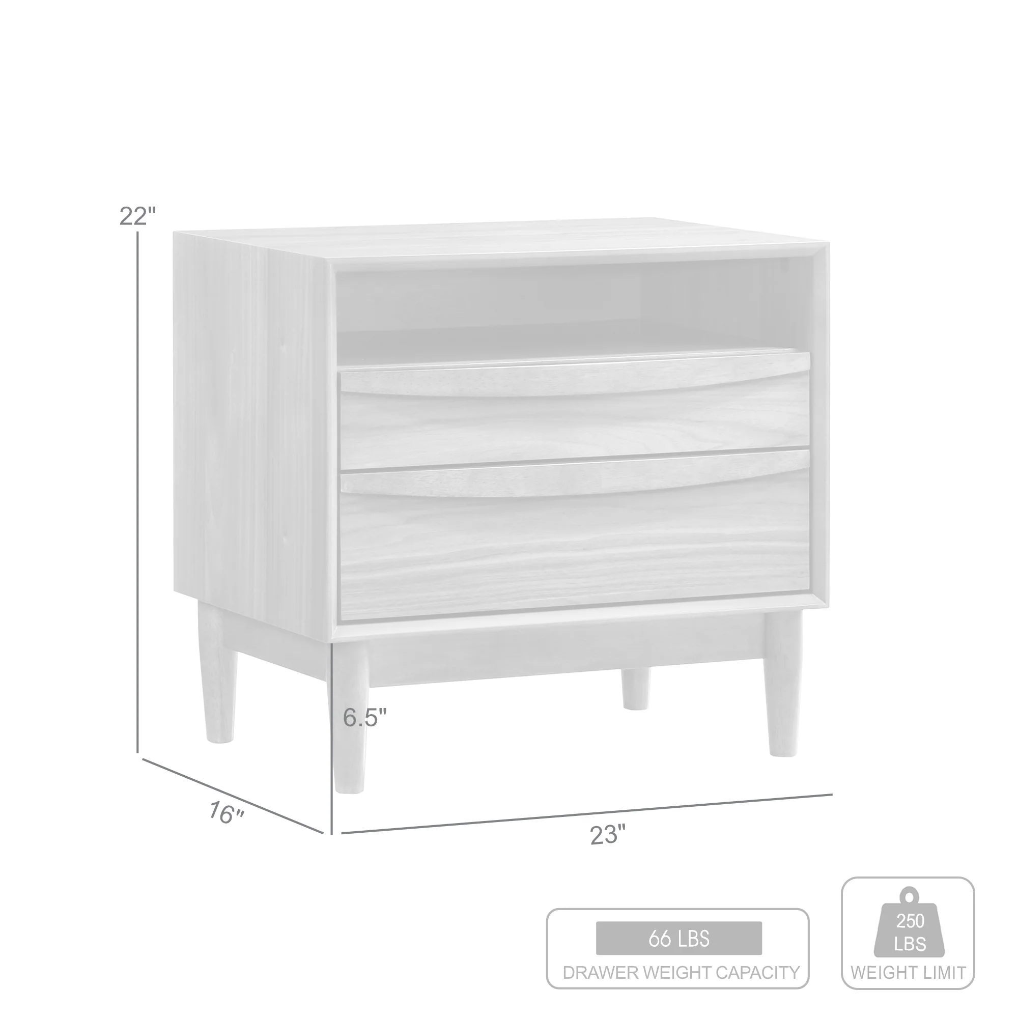 Artemio 2 Drawer Wood Nightstand with Shelf in Walnut Finish By Armen Living - Image 11