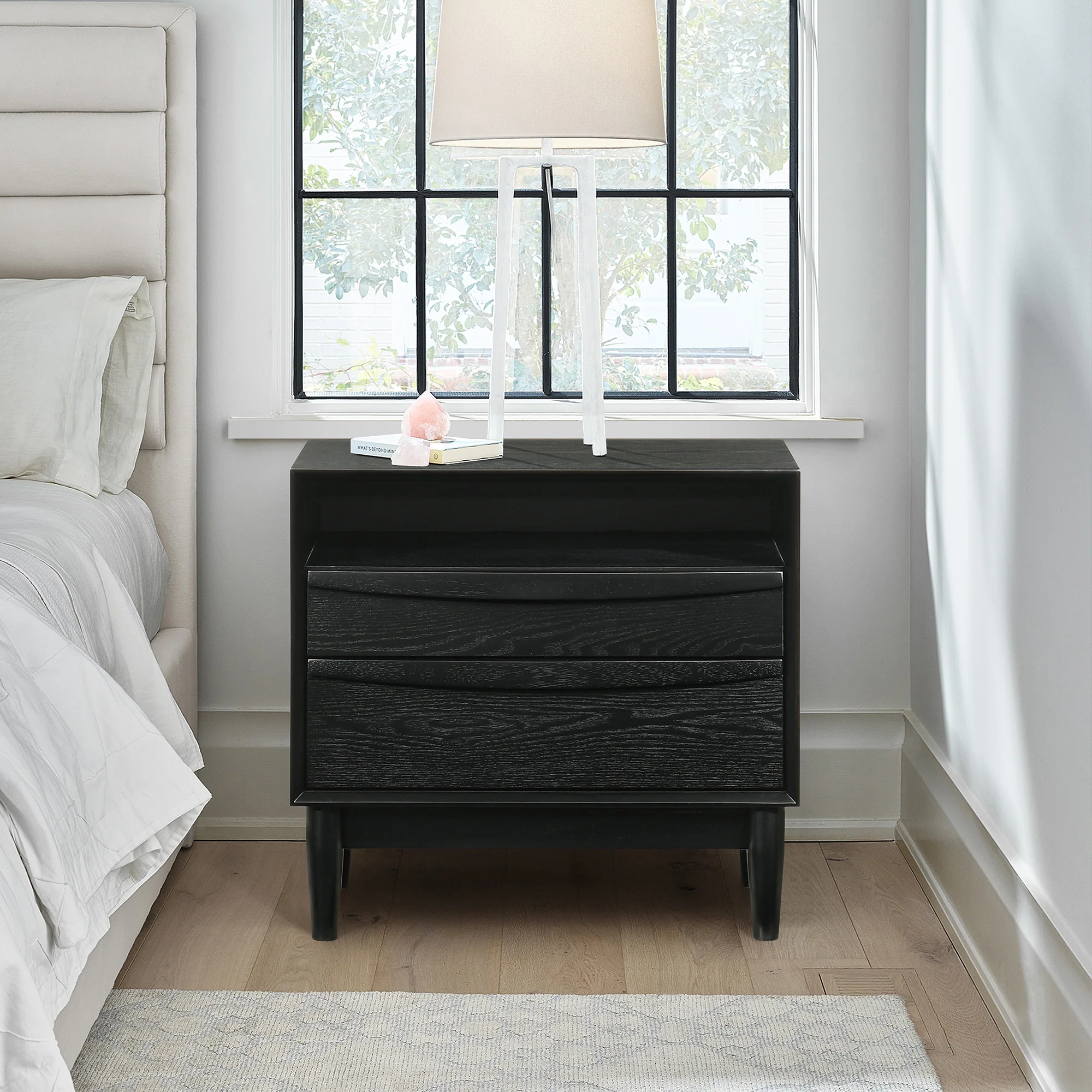 Artemio 2 Drawer Wood Nightstand with Shelf in Walnut Finish By Armen Living - Image 13
