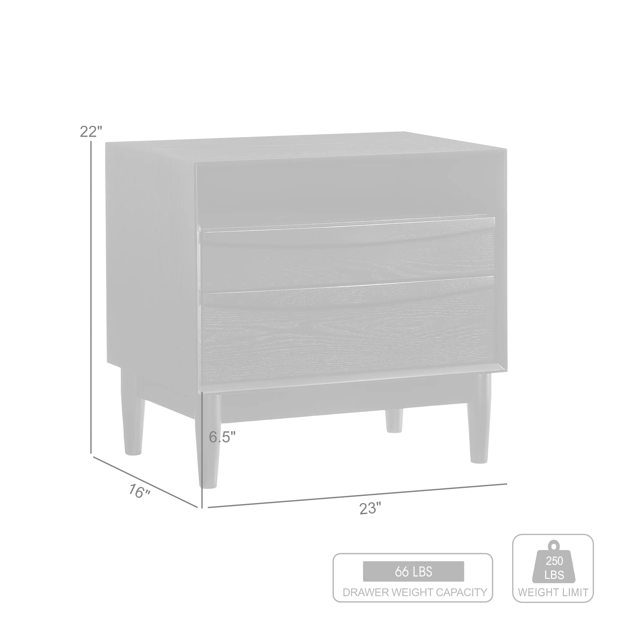 Artemio 2 Drawer Wood Nightstand with Shelf in Walnut Finish By Armen Living - Image 22