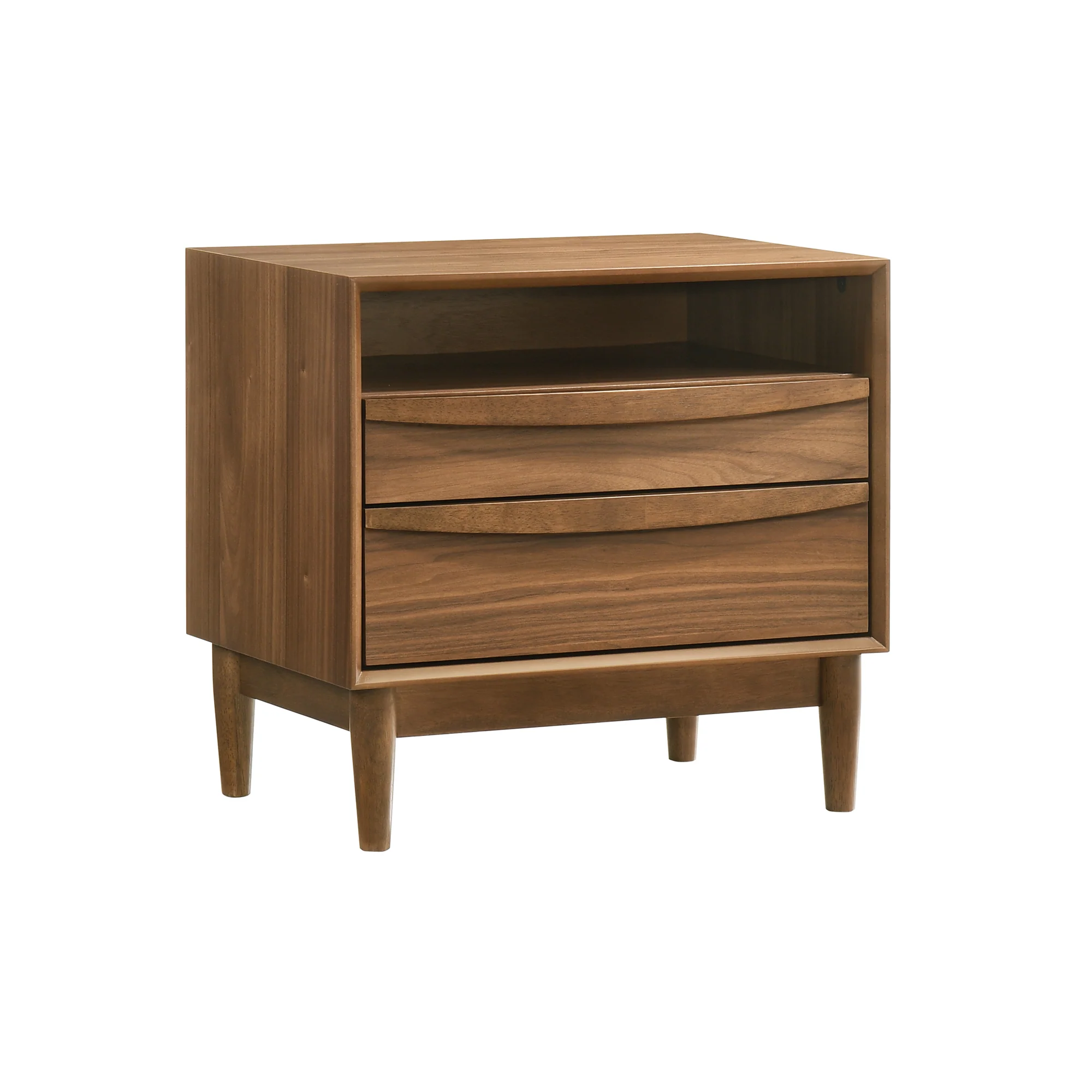 Artemio 2 Drawer Wood Nightstand with Shelf in Walnut Finish By Armen Living - Image 4