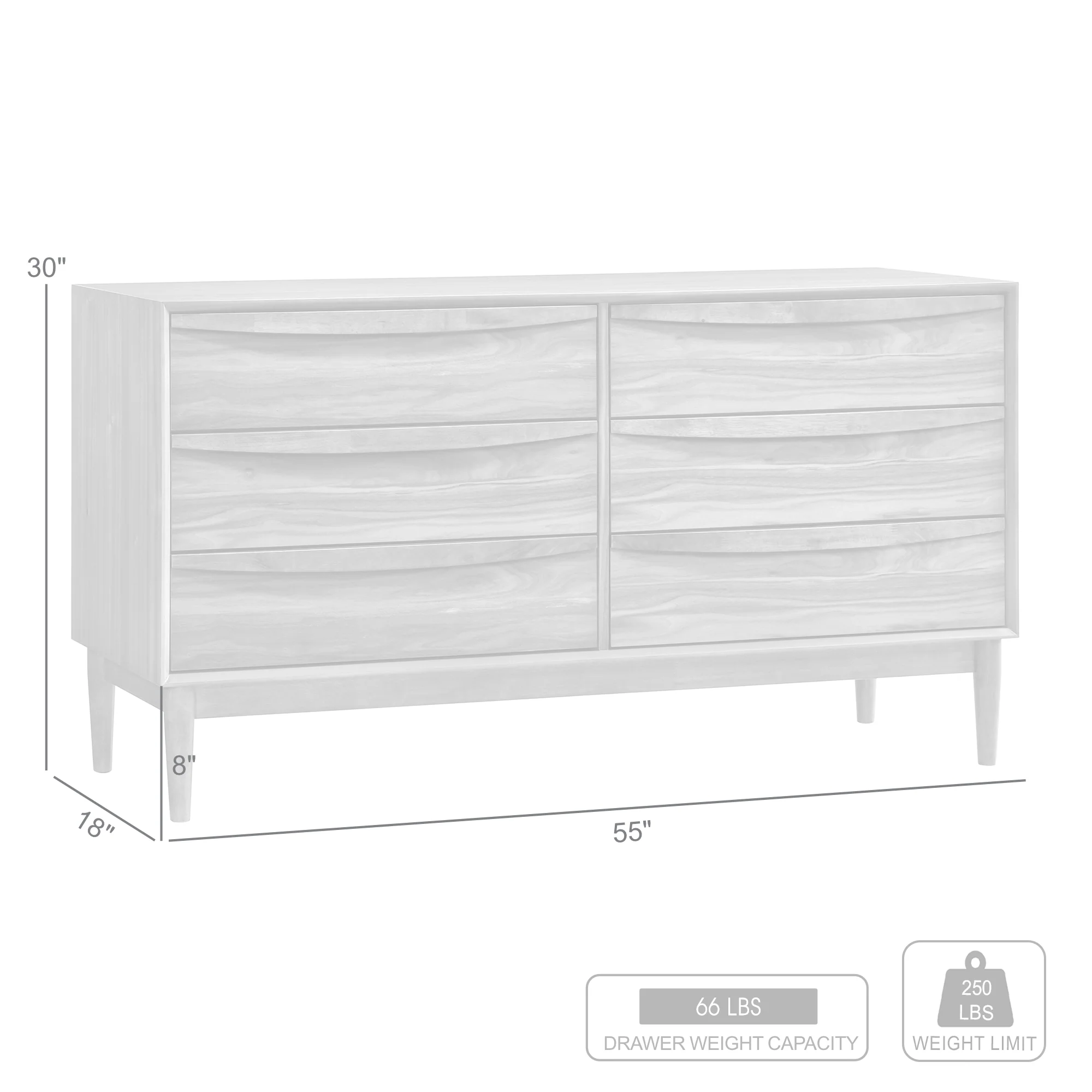Artemio 6 Drawer Wood Dresser in Walnut Finish By Armen Living - Image 11