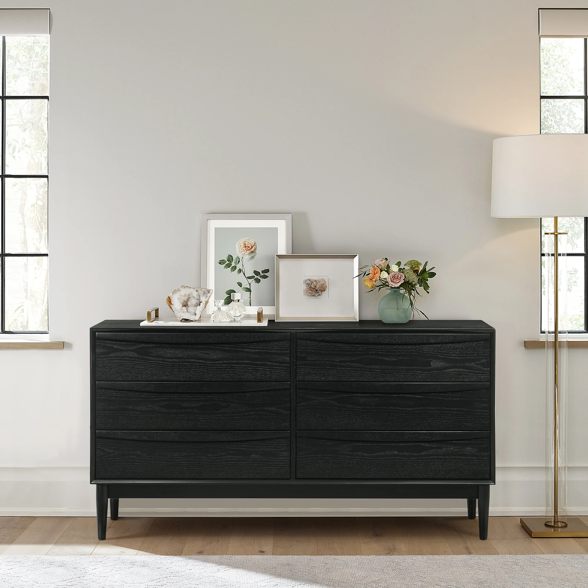Artemio 6 Drawer Wood Dresser in Walnut Finish By Armen Living - Image 13
