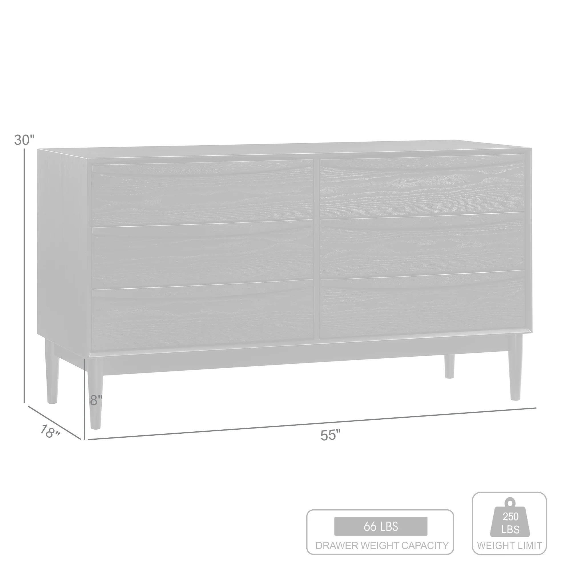 Artemio 6 Drawer Wood Dresser in Walnut Finish By Armen Living - Image 22