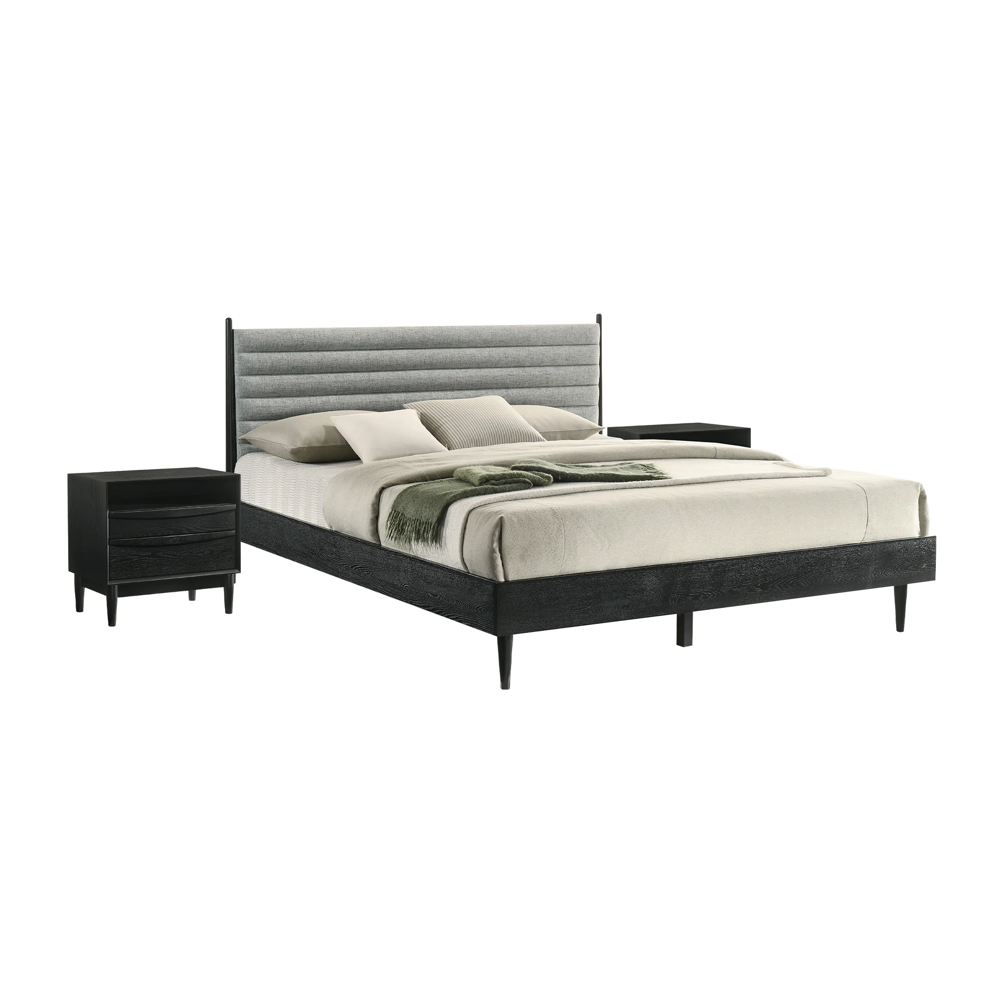 Artemio King 3 Piece Wood Bedroom Set in Black Finish By Armen Living - Image 2