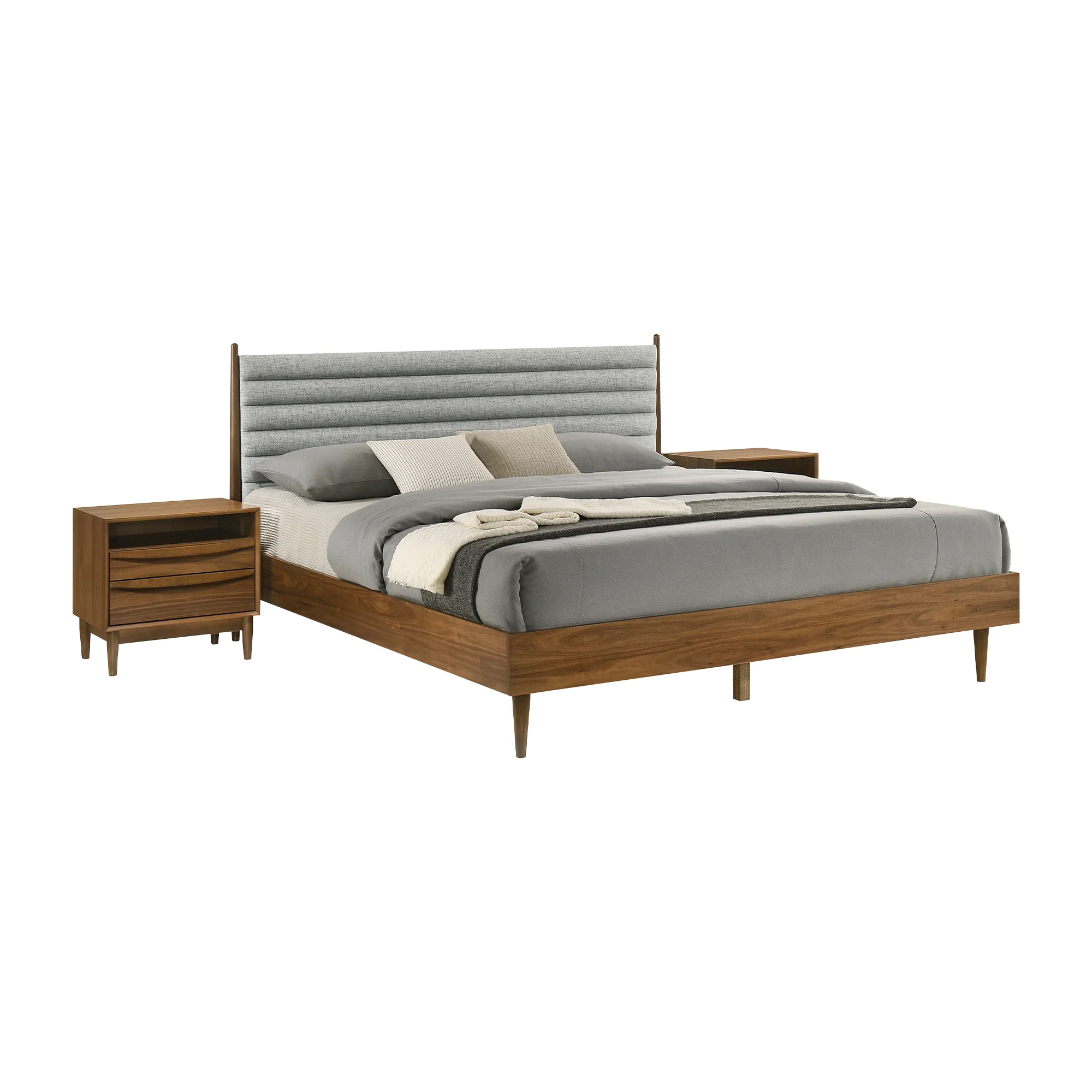 Artemio King 3 Piece Wood Bedroom Set in Walnut Finish By Armen Living - Image 2