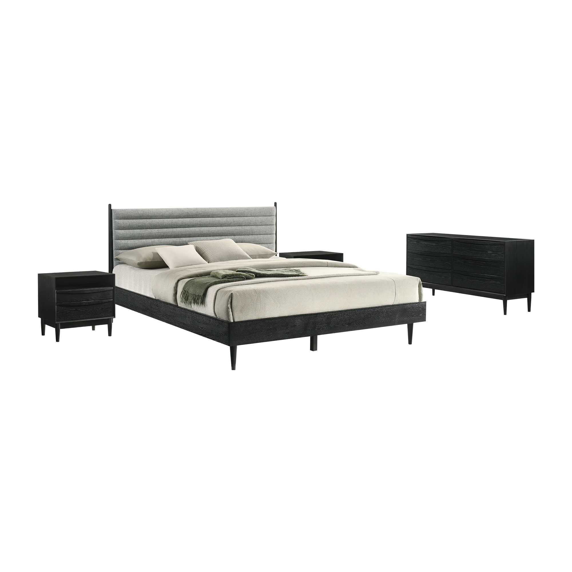 Artemio King 4 Piece Wood Bedroom Set in Black Finish By Armen Living - Image 2