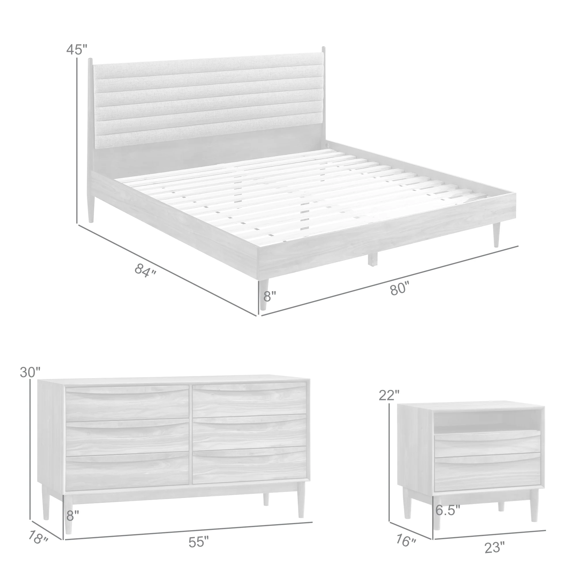 Artemio King 4 Piece Wood Bedroom Set in Walnut Finish By Armen Living - Image 9