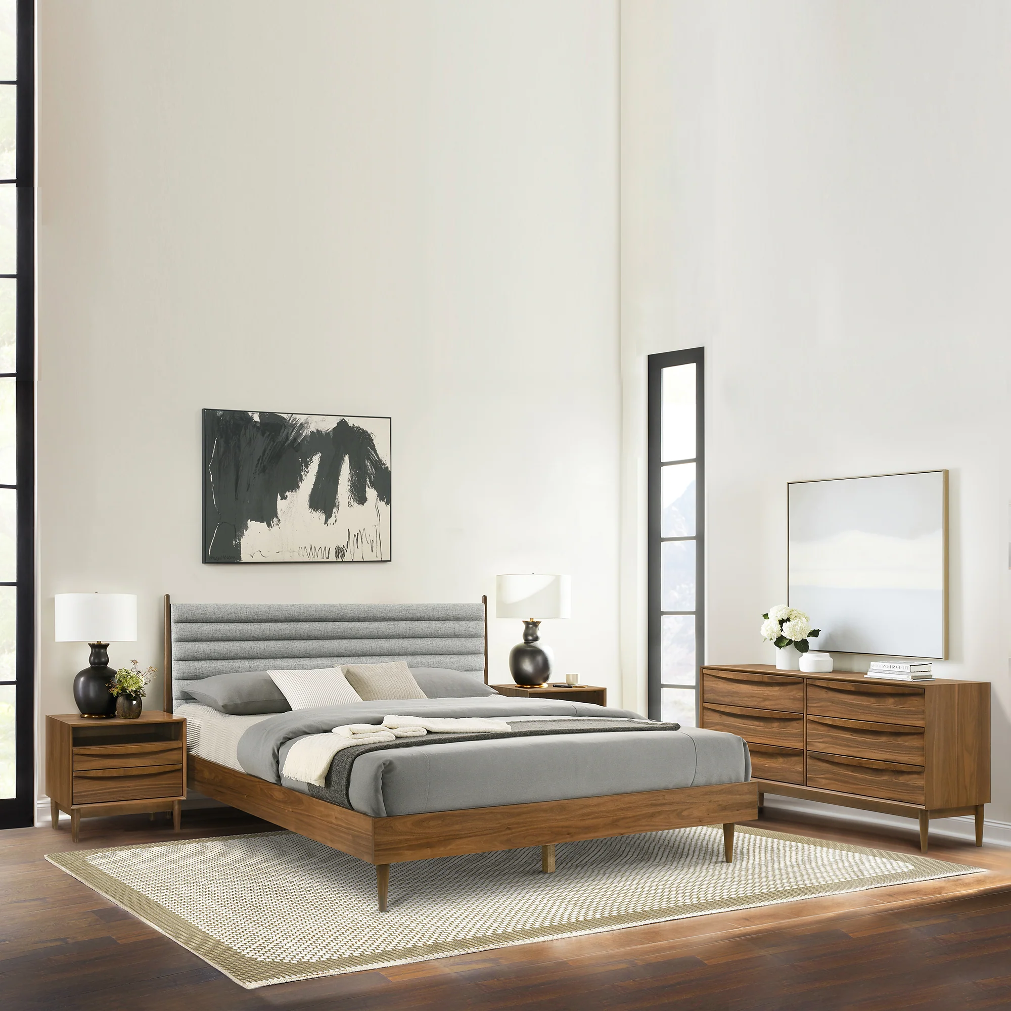 Artemio King Platform Wood Bed Frame in Walnut Finish By Armen Living - Image 2