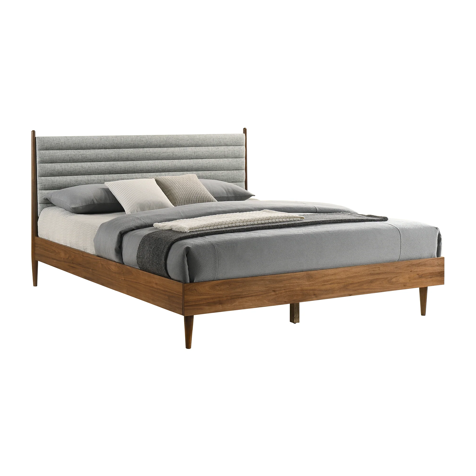 Artemio King Platform Wood Bed Frame in Walnut Finish By Armen Living - Image 3