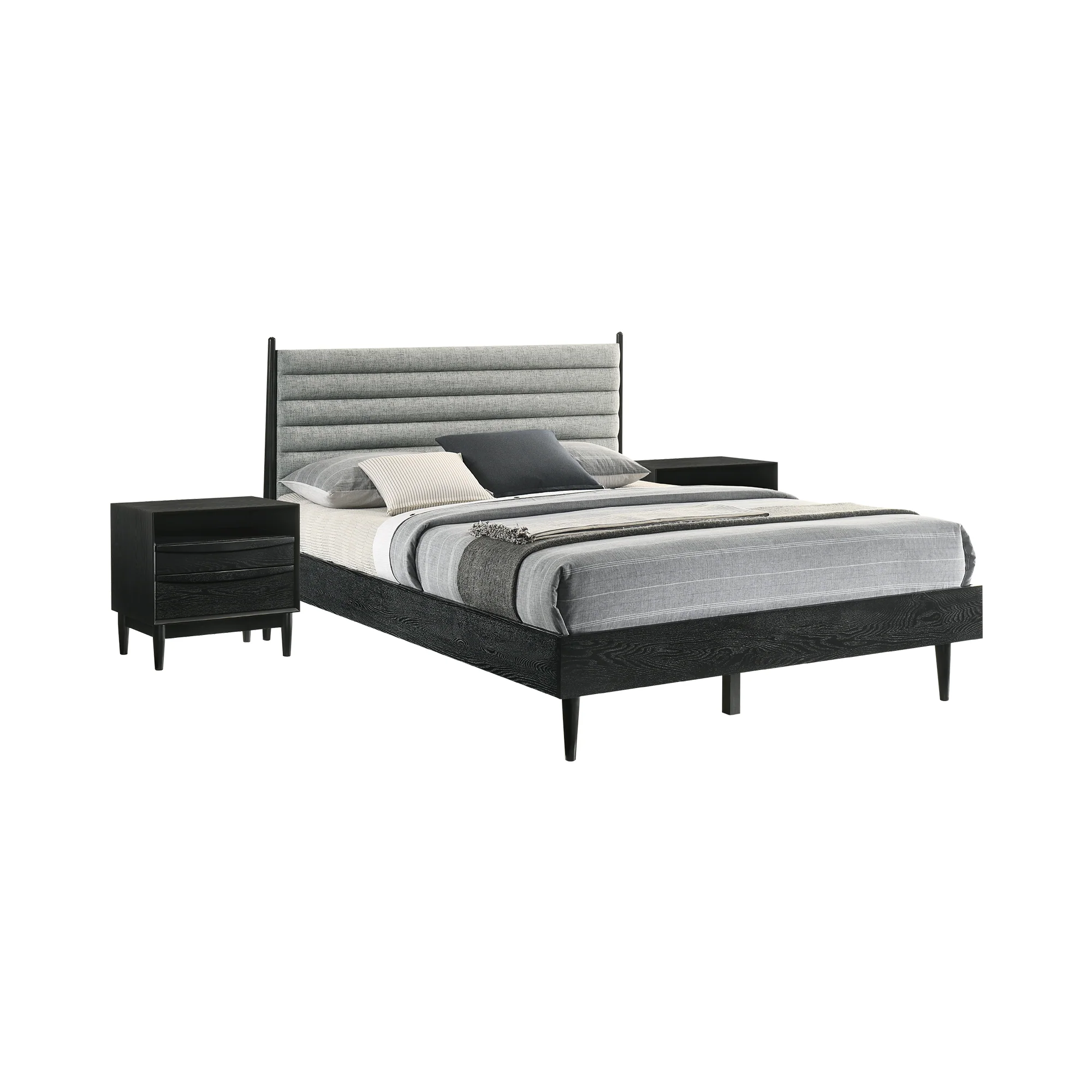 Artemio Queen 3 Piece Wood Bedroom Set in Black Finish By Armen Living - Image 2