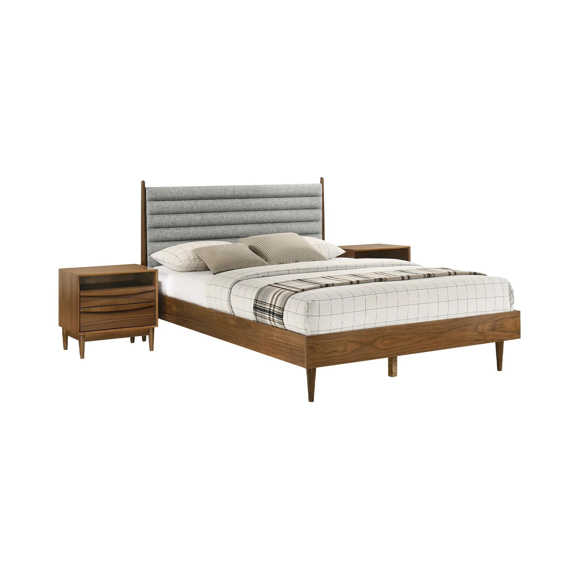Artemio Queen 3 Piece Wood Bedroom Set in Walnut Finish By Armen Living - Image 2