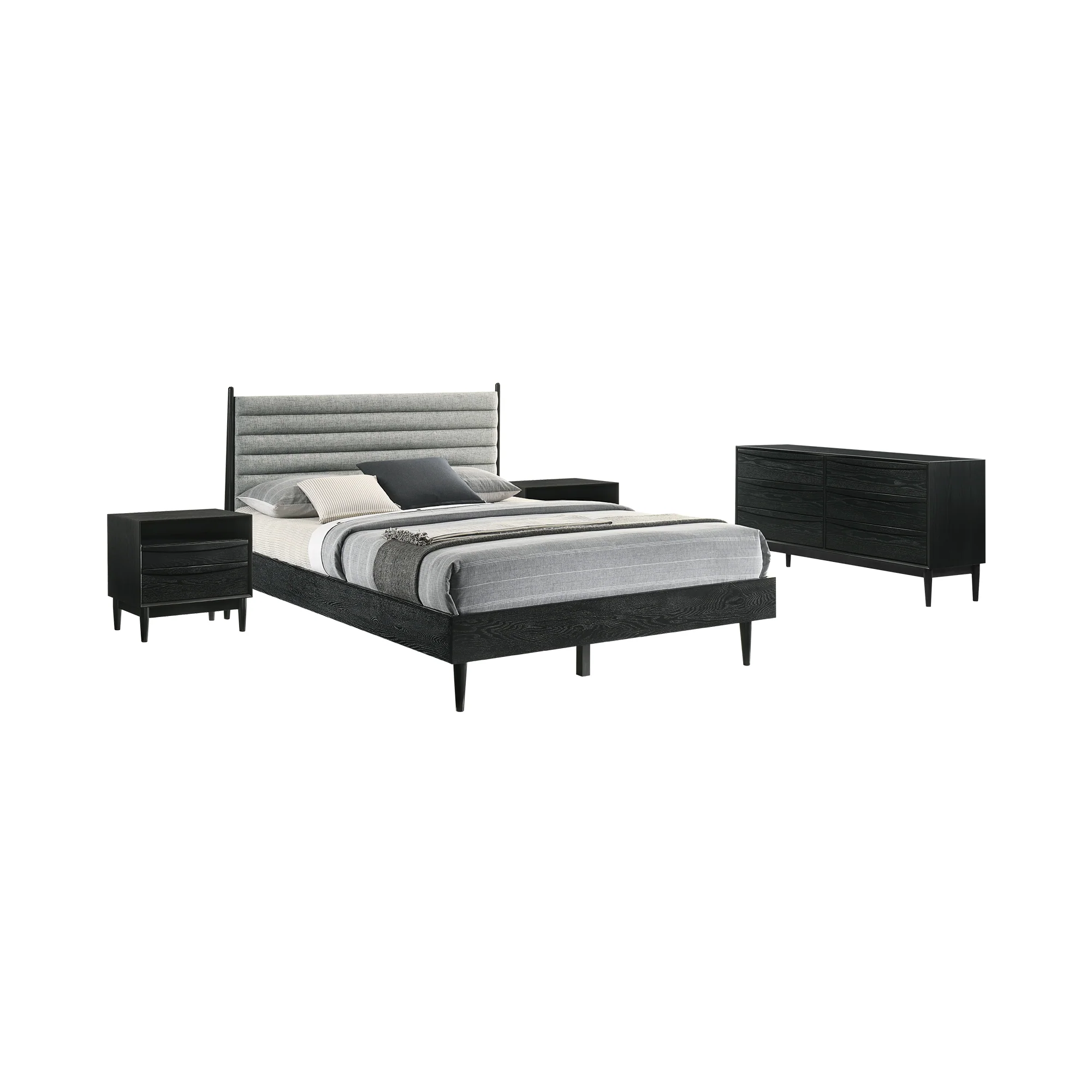 Artemio Queen 4 Piece Wood Bedroom Set in Black Finish By Armen Living - Image 2