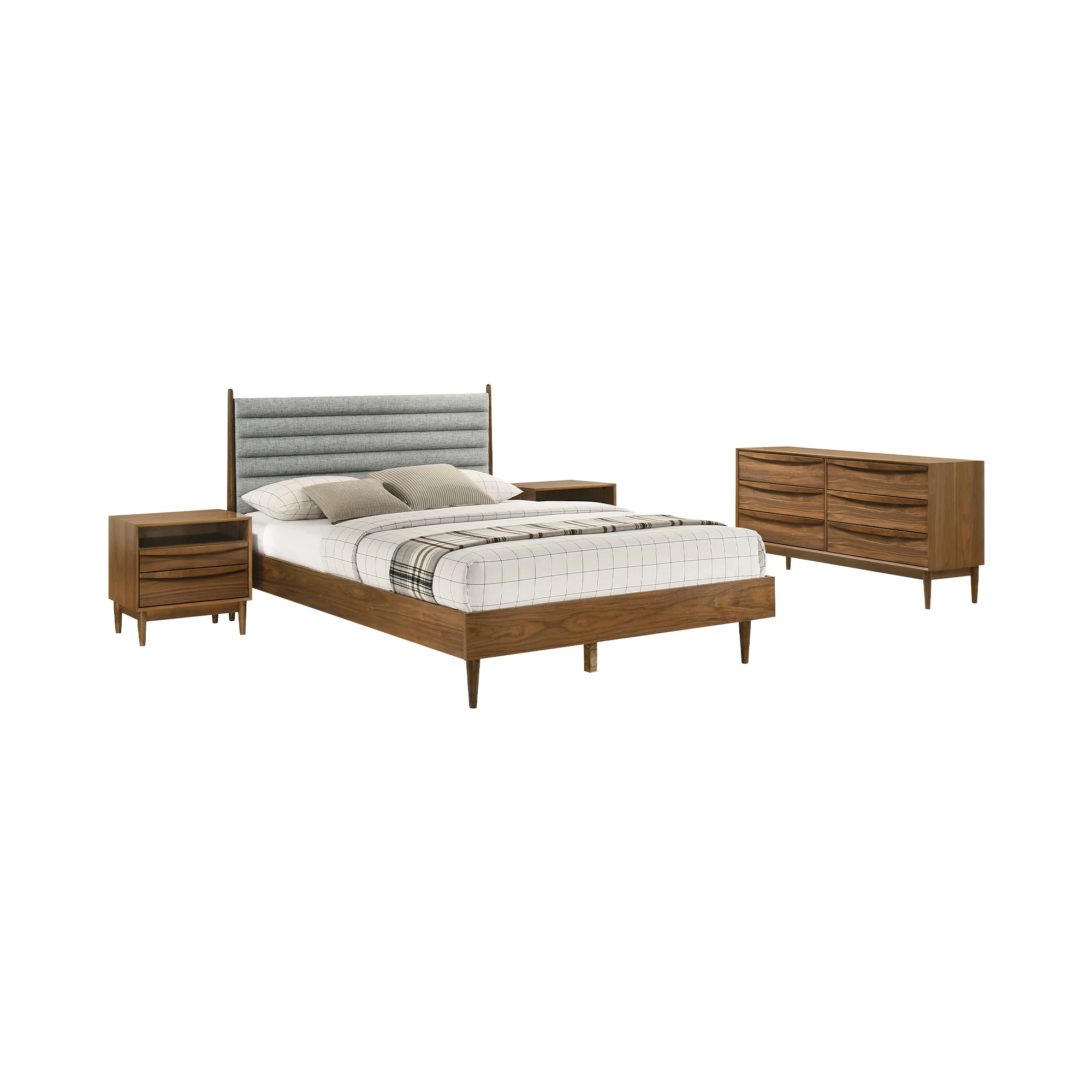 Artemio Queen 4 Piece Wood Bedroom Set in Walnut Finish By Armen Living - Image 2