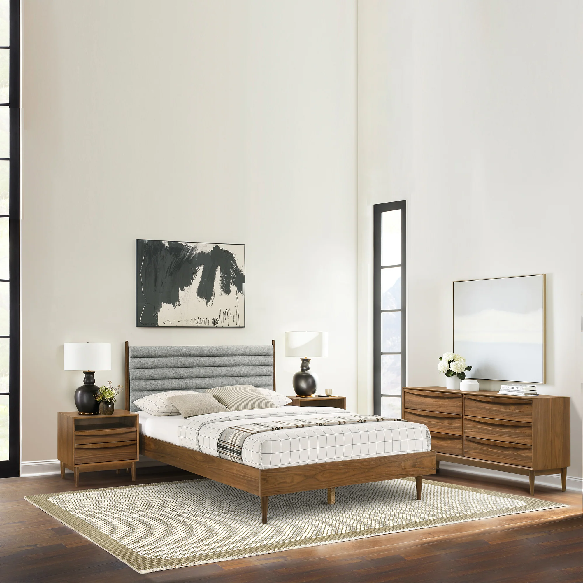 Artemio Queen Platform Wood Bed Frame in Walnut Finish By Armen Living - Image 2