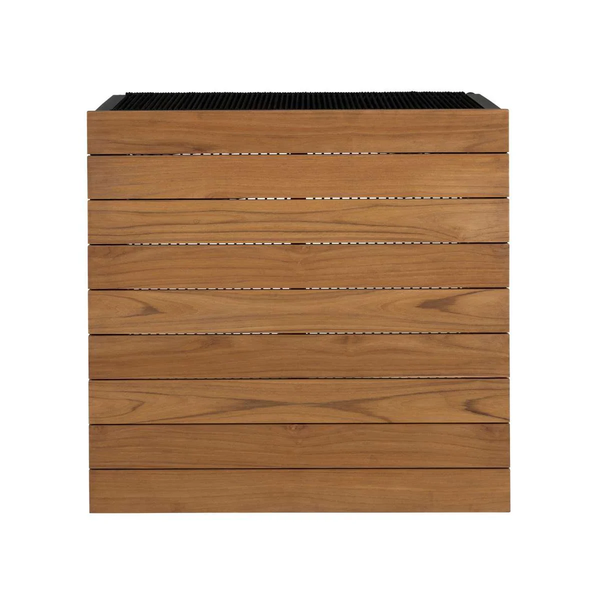 Artesia Outdoor Patio 4 Piece Conversation Set in Teak Wood and Black Rope with Dark Gray Olefin Cushions By Armen Living - Image 7