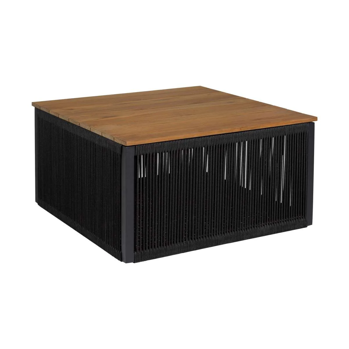 Artesia Outdoor Patio Coffee Table in Teak Wood and Black Rope By Armen Living - Image 3