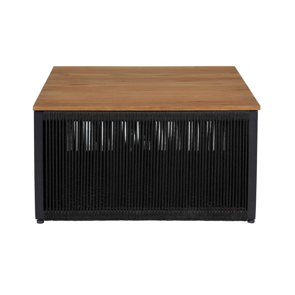 Artesia Outdoor Patio Coffee Table in Teak Wood and Black Rope By Armen Living - Image 4
