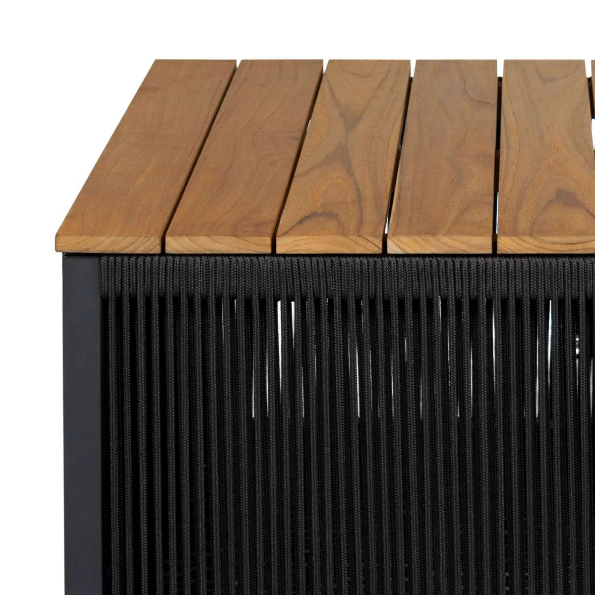 Artesia Outdoor Patio Coffee Table in Teak Wood and Black Rope By Armen Living - Image 5