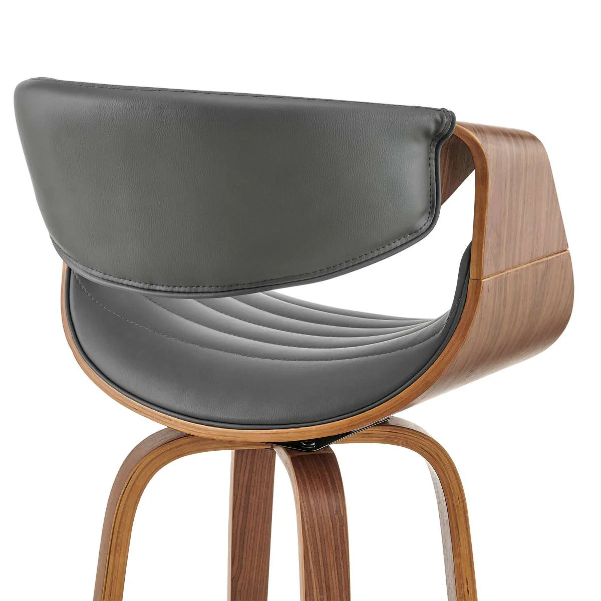 Arya 26" Swivel Counter Stool in Gray Faux Leather and Walnut Wood By Armen Living - Image 6