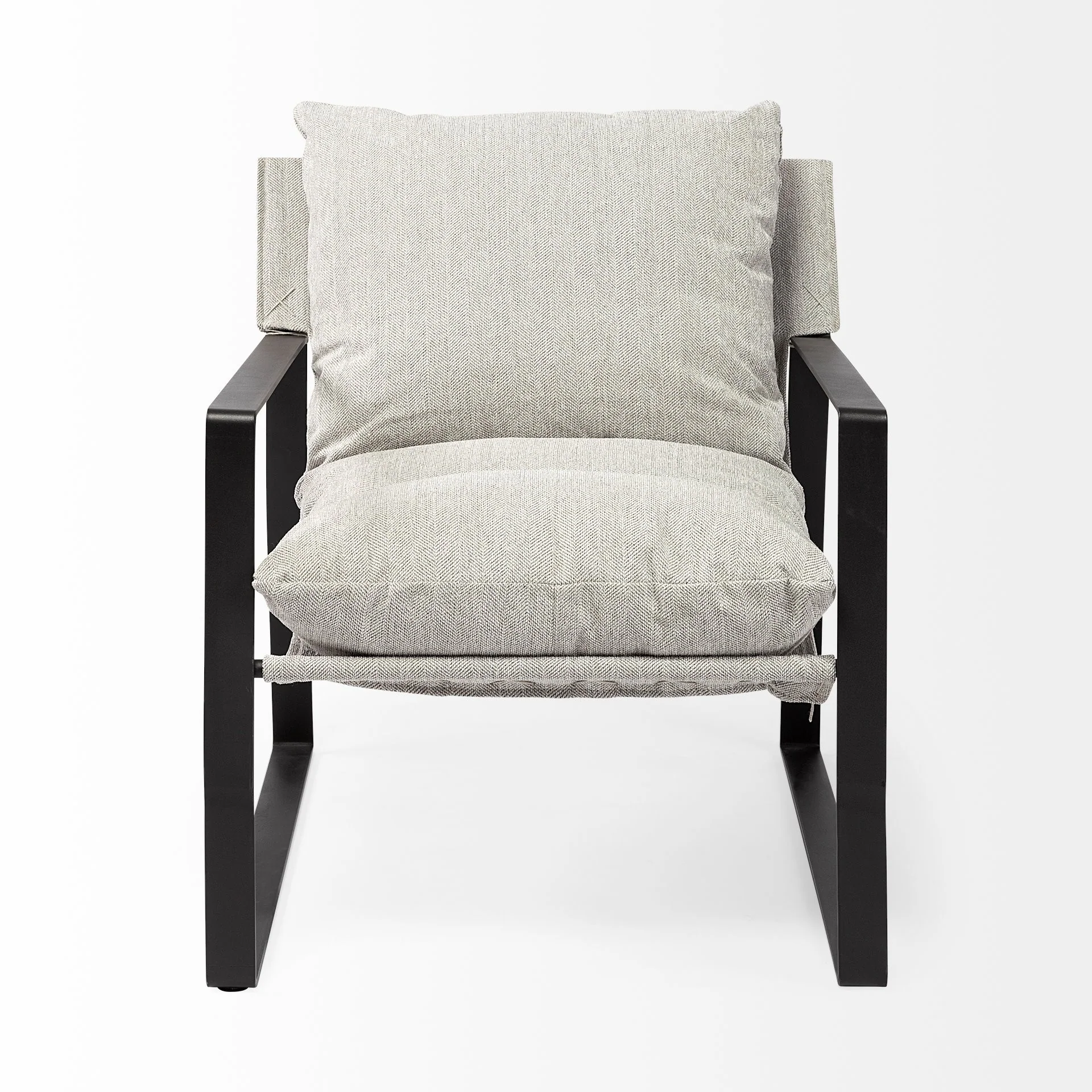 Ash Gray and Black Metal Sling Chair By Homeroots - Image 3