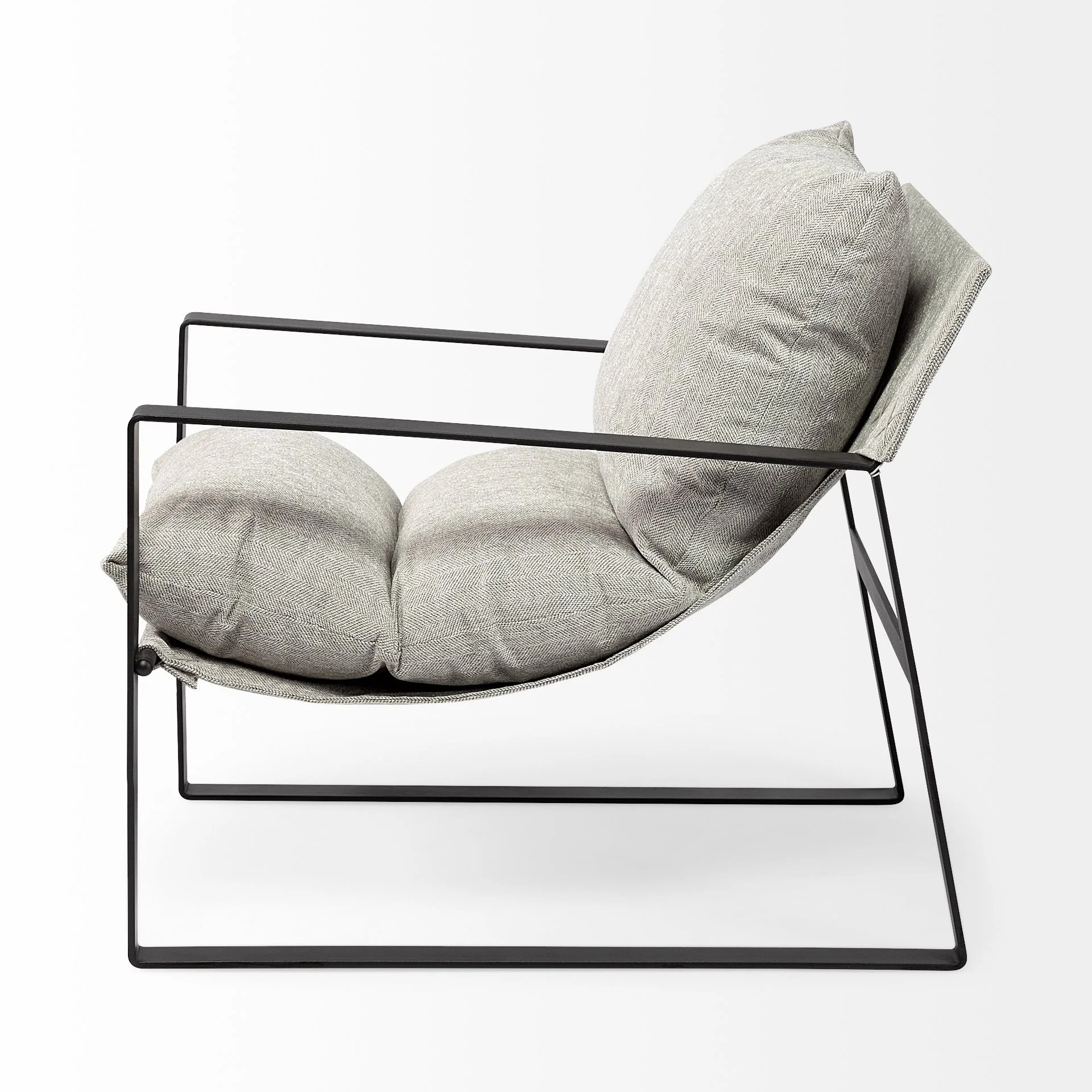 Ash Gray and Black Metal Sling Chair By Homeroots - Image 4