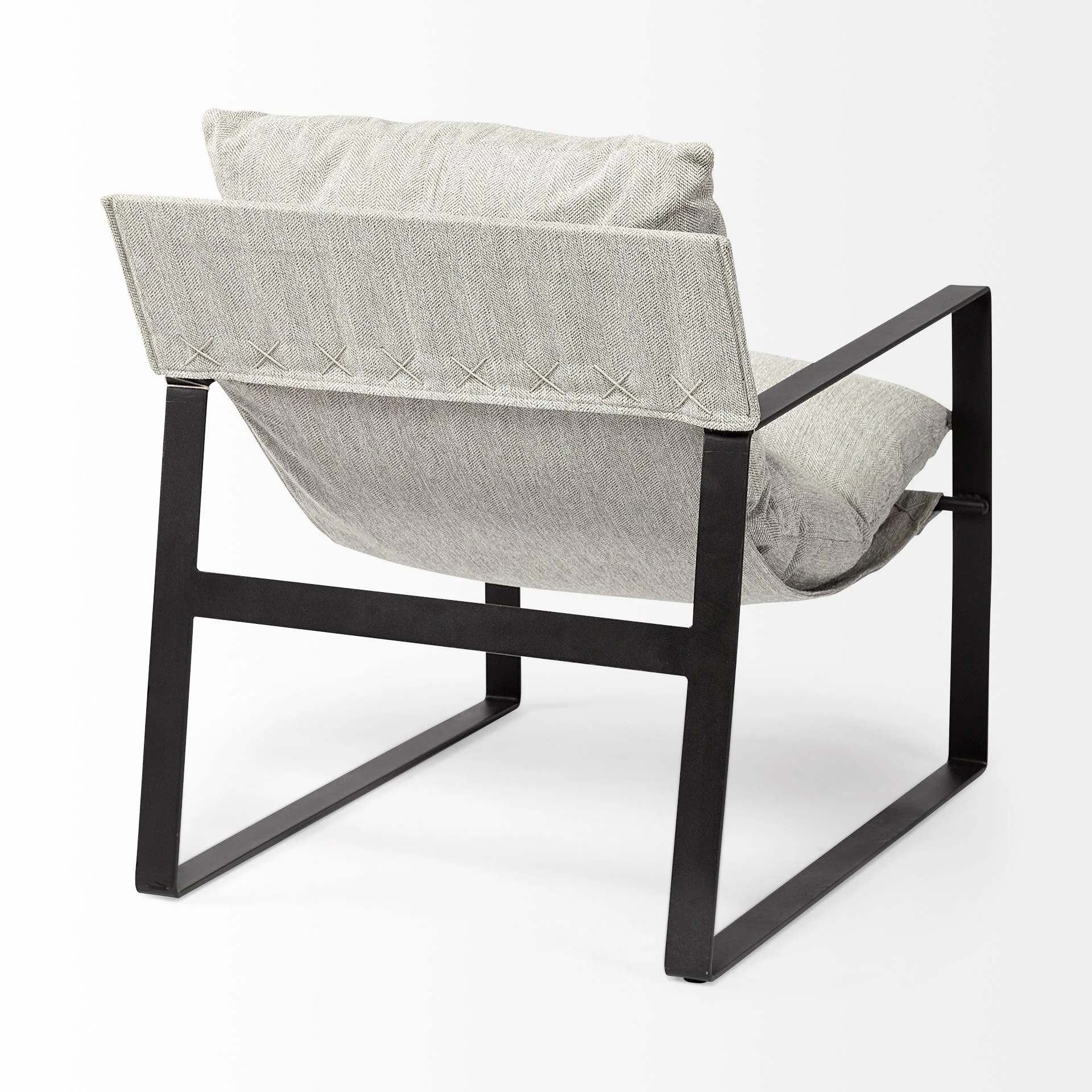 Ash Gray and Black Metal Sling Chair By Homeroots - Image 6