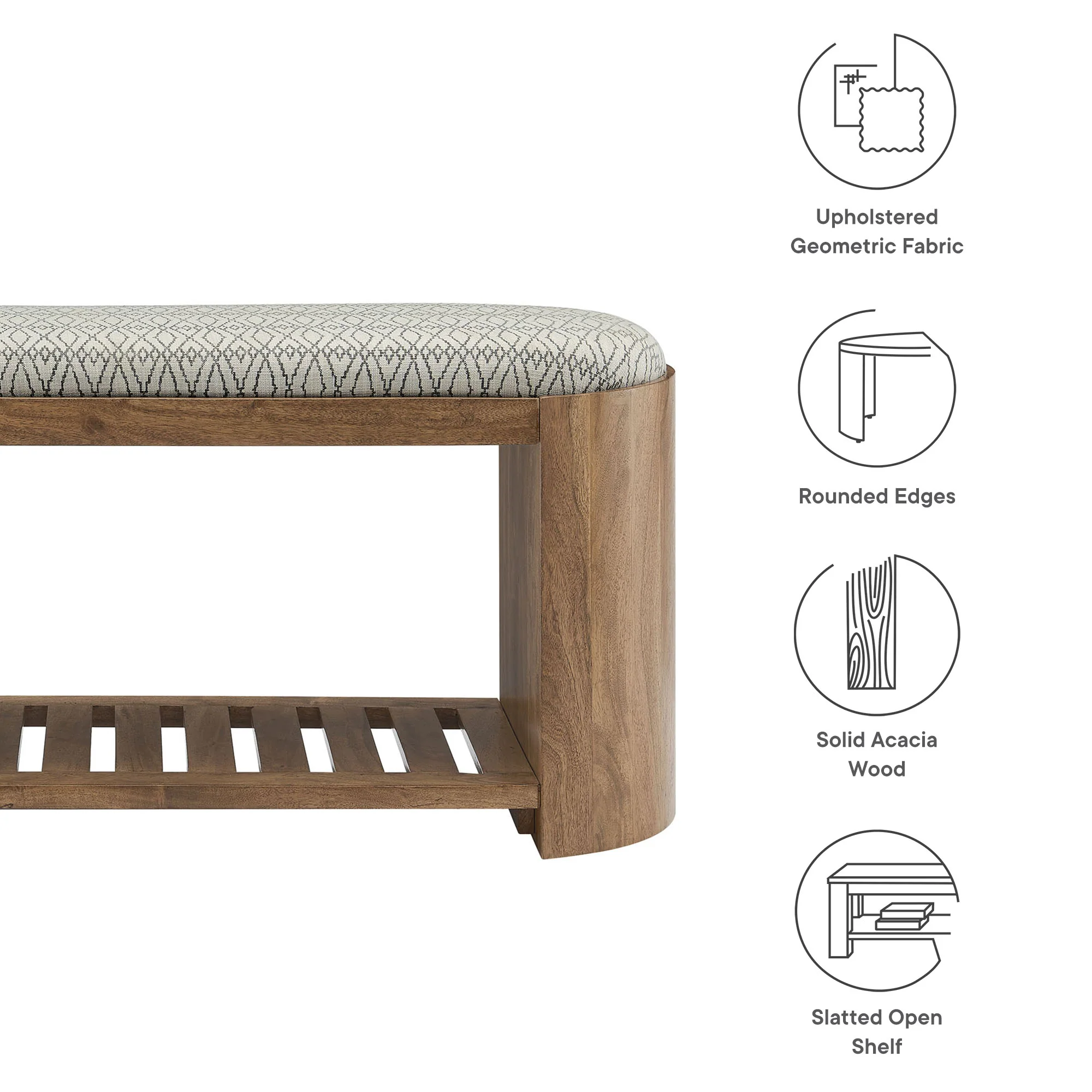 Ashby 45" Geometric Upholstered Bench by Modway - Image 7