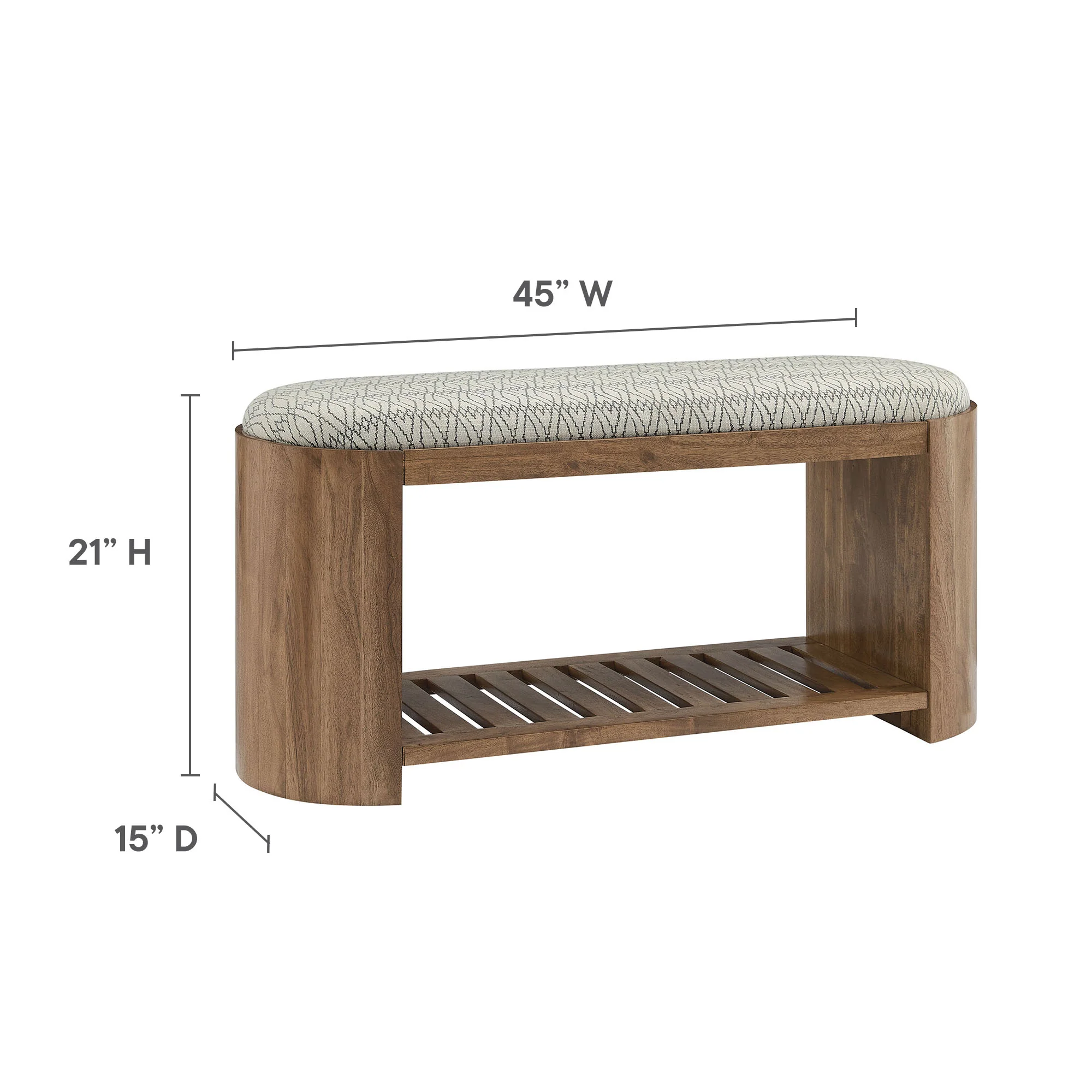 Ashby 45" Geometric Upholstered Bench by Modway - Image 8