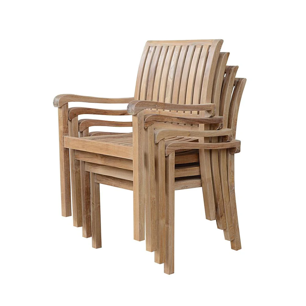 Aspen Stackable Armchair Fully Built & 4 Pcs In A Box By Anderson Teak - Image 3