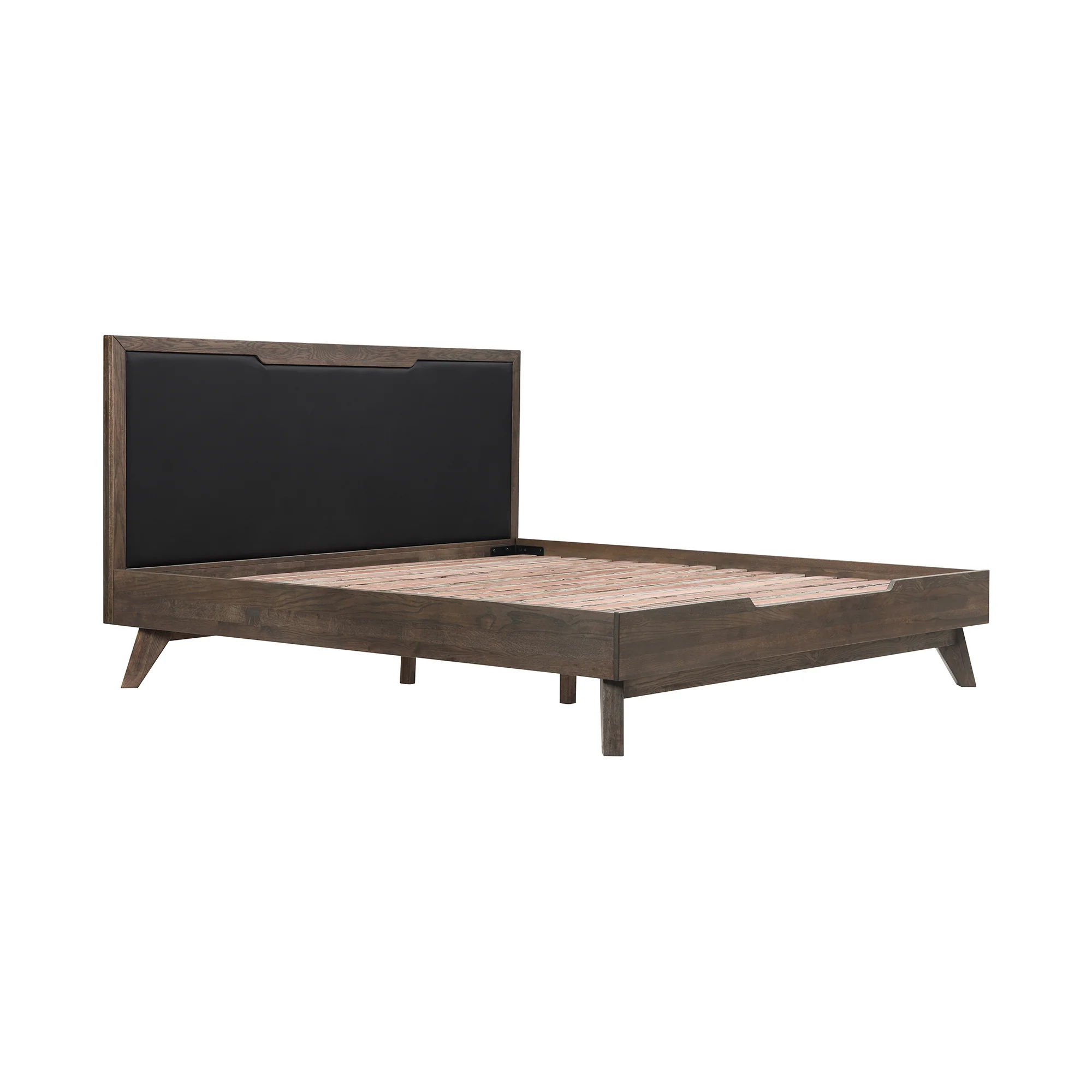Astoria 3 Piece King Bedroom Set in Oak with Black Faux Leather  By Armen Living - Image 3