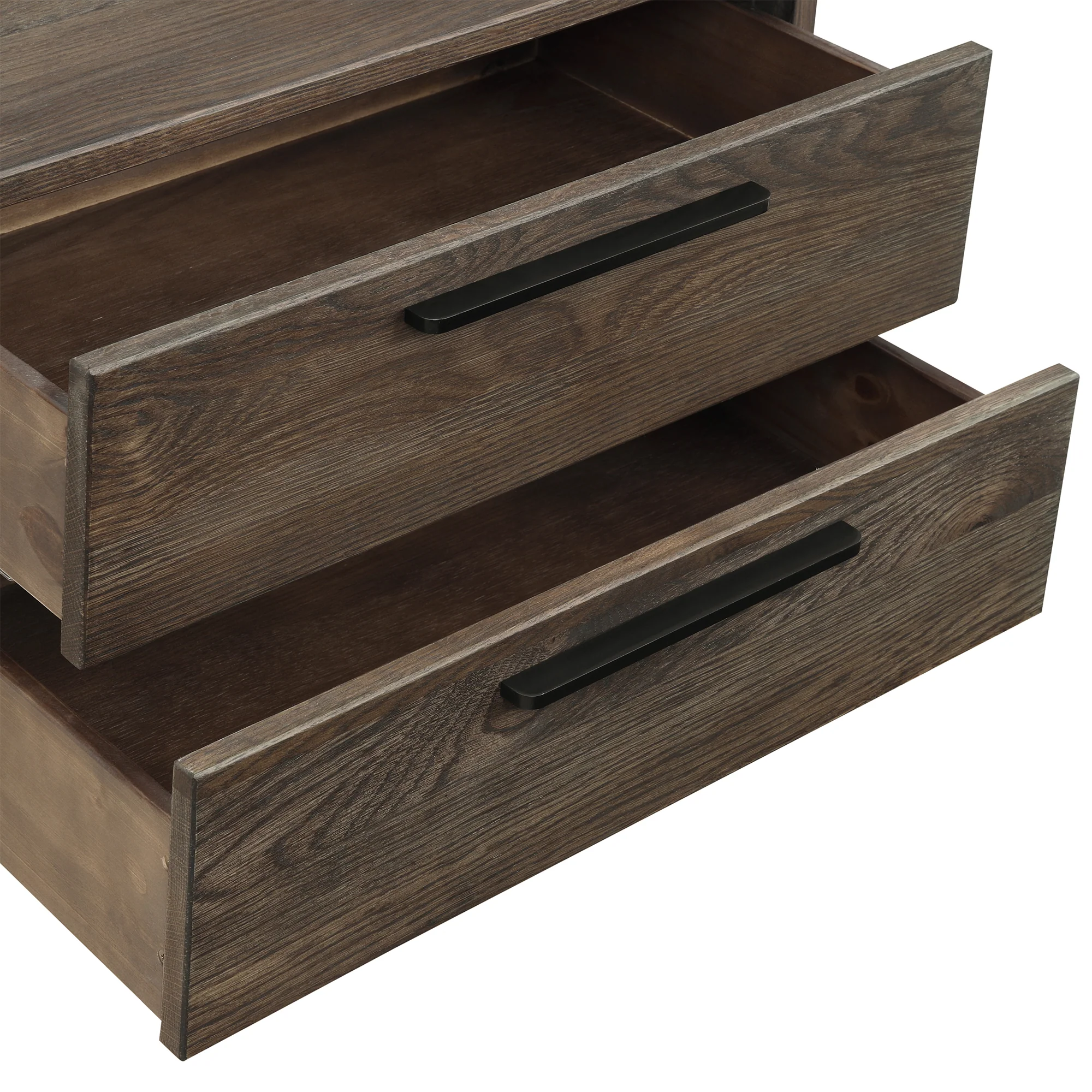 Astoria 3 Piece Queen Bedroom Set in Oak with Black Faux Leather  By Armen Living - Image 10