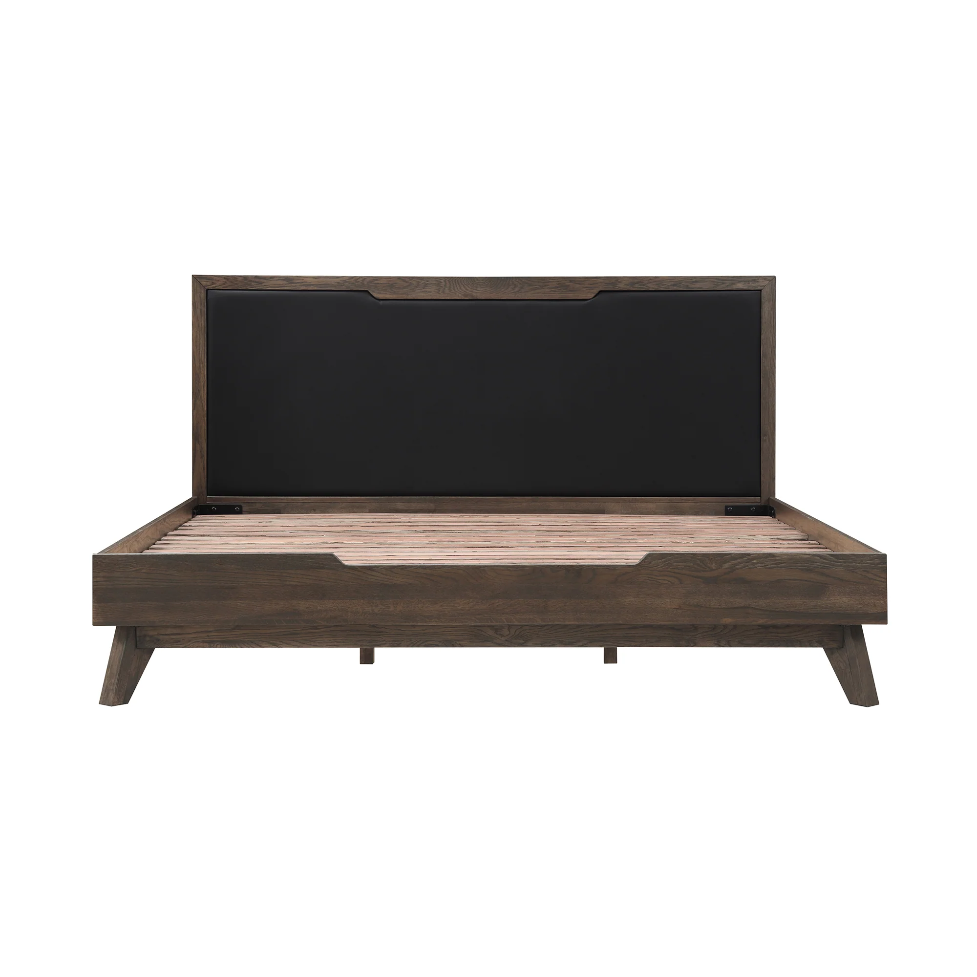 Astoria 4 Piece King Bedroom Set in Oak with Black Faux Leather  By Armen Living - Image 3