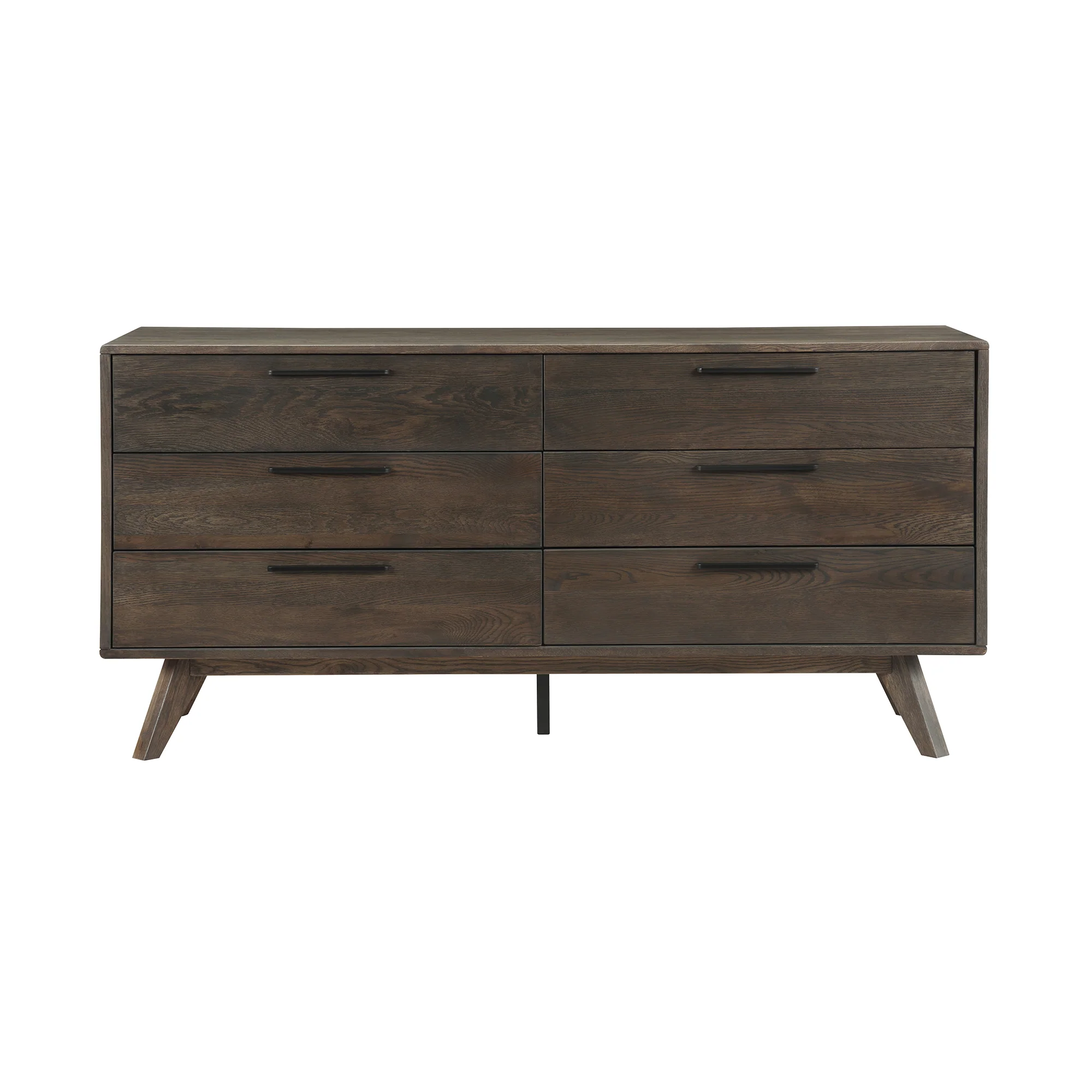 Astoria 4 Piece King Bedroom Set in Oak with Black Faux Leather  By Armen Living - Image 4
