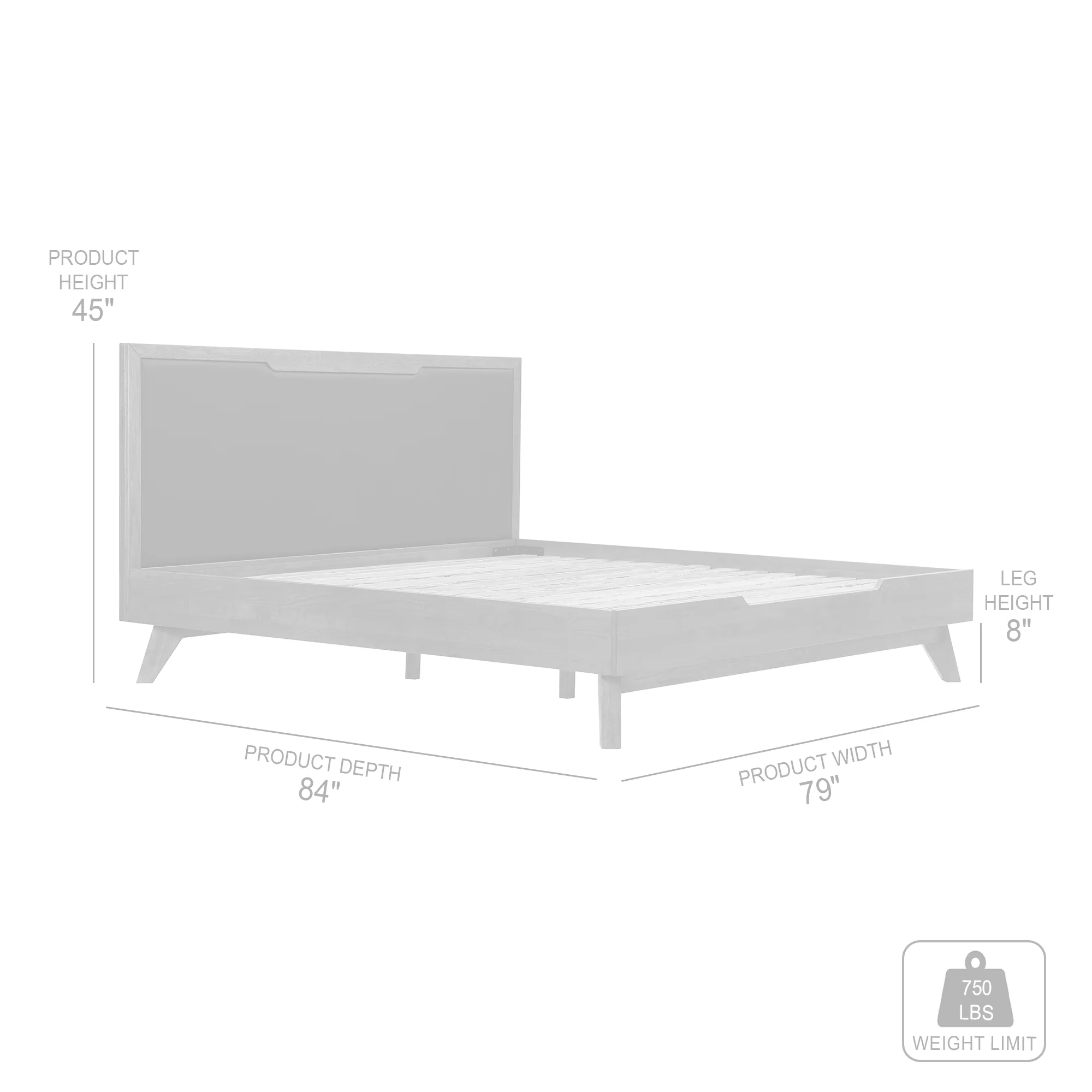 Astoria King Platform Bed Frame in Oak with Black Faux Leather  By Armen Living - Image 9