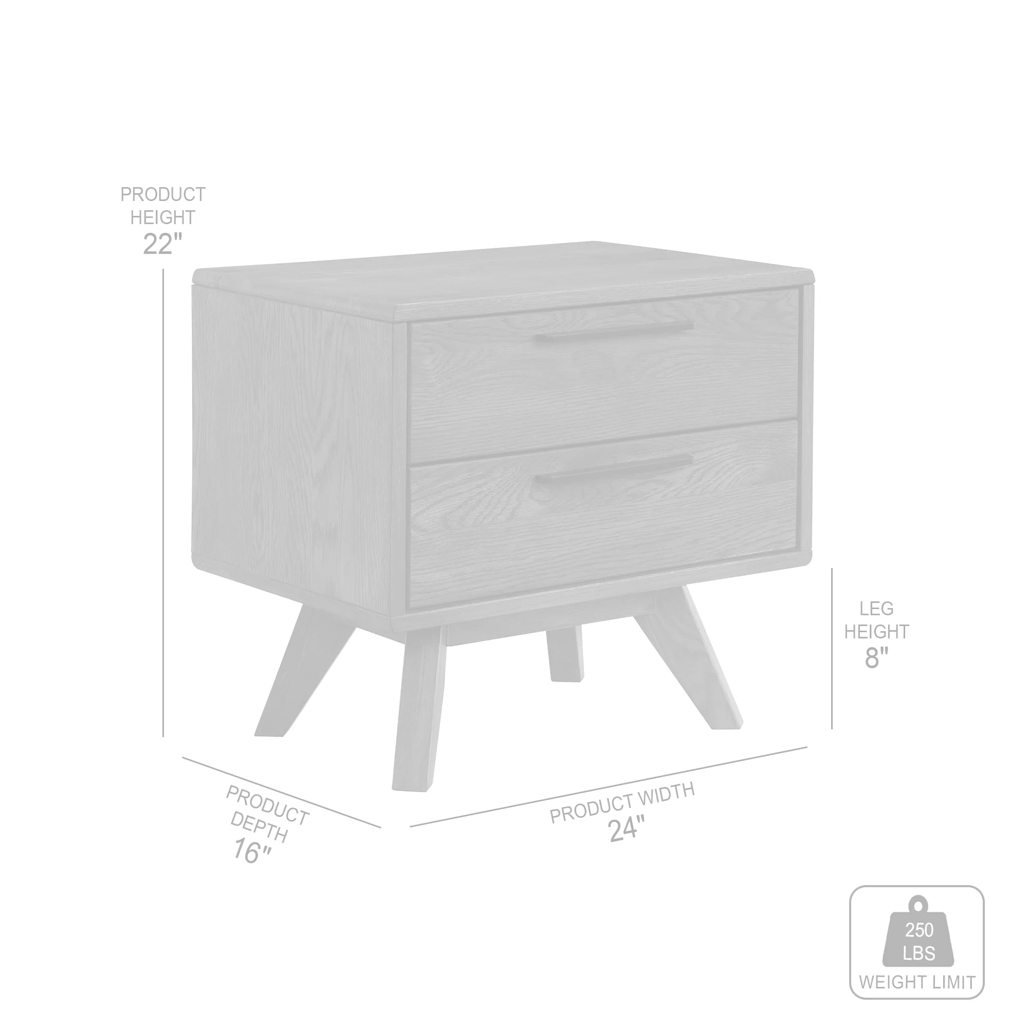 Astoria Oak 2 Drawer Nightstand By Armen Living - Image 10