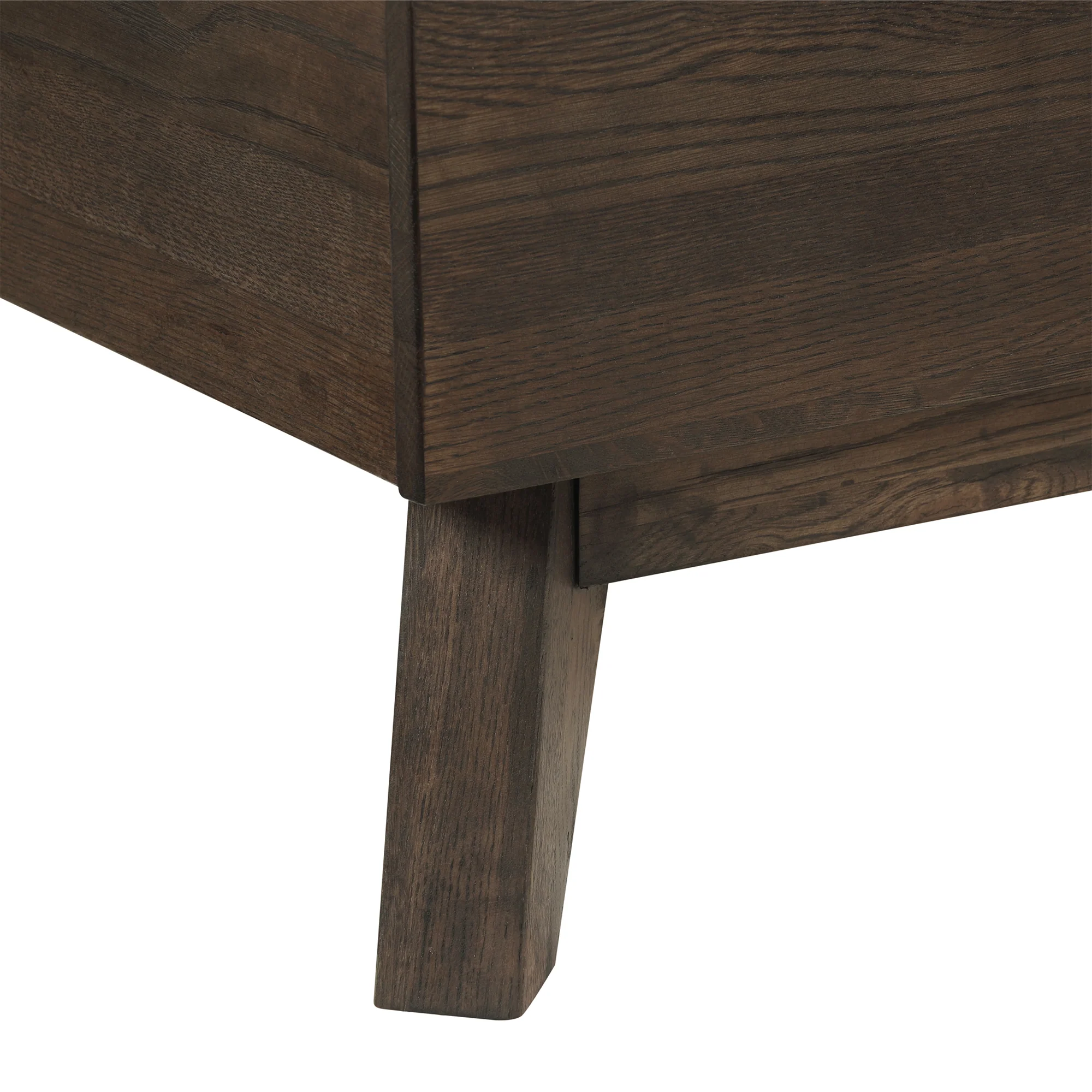 Astoria Queen Platform Bed Frame in Oak with Black Faux Leather  By Armen Living - Image 6