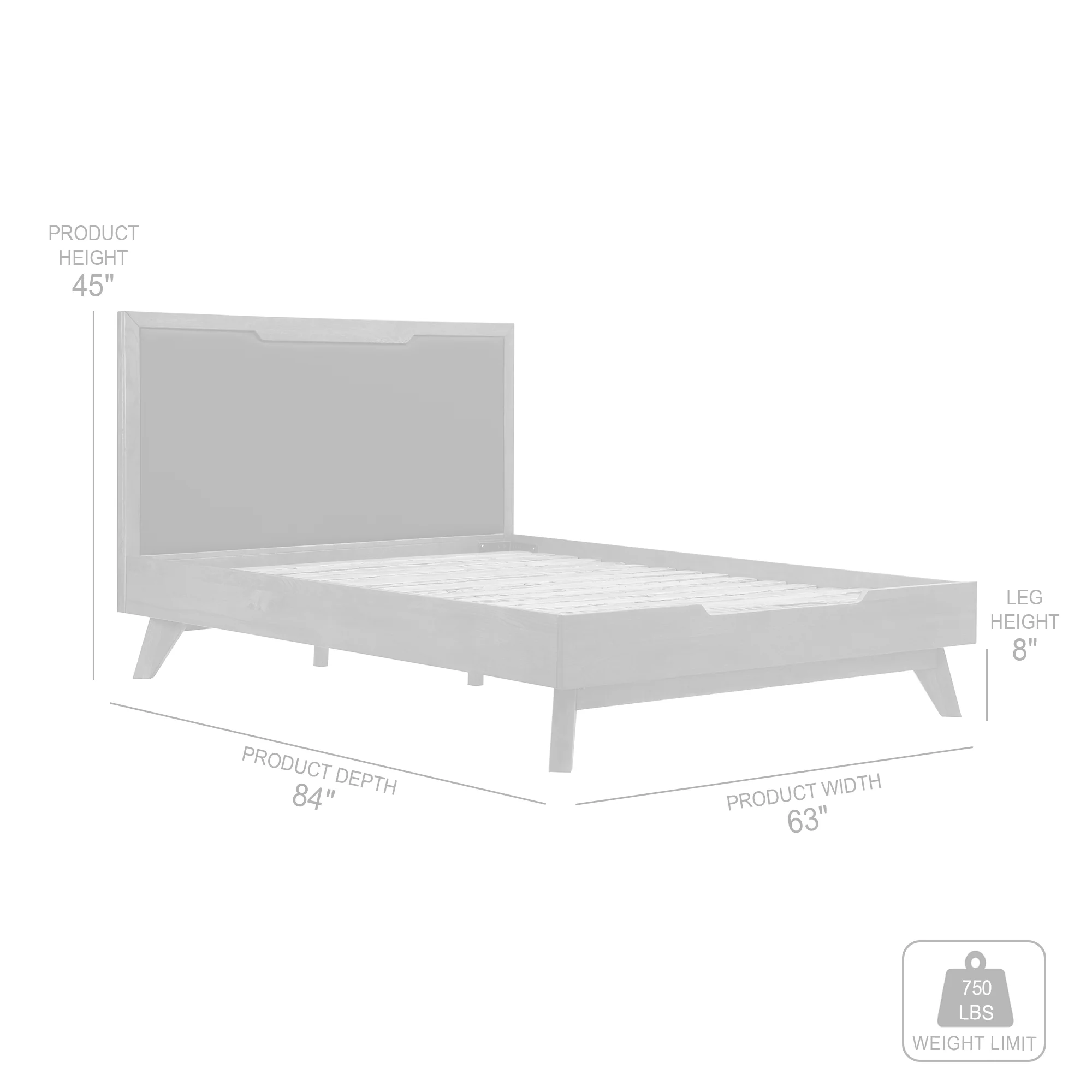 Astoria Queen Platform Bed Frame in Oak with Black Faux Leather  By Armen Living - Image 9