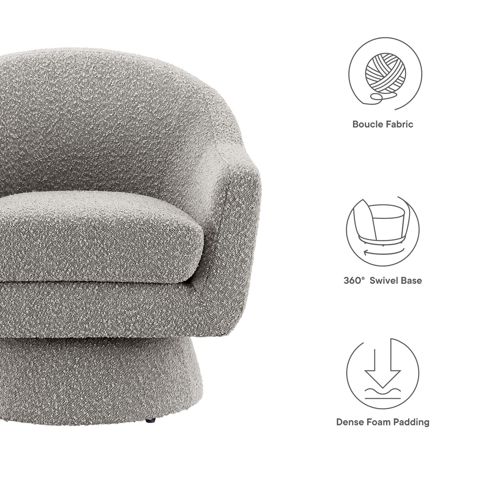 Astral Boucle Fabric Boucle Fabric Swivel Chair By Modway - EEI-6359 - Image 14